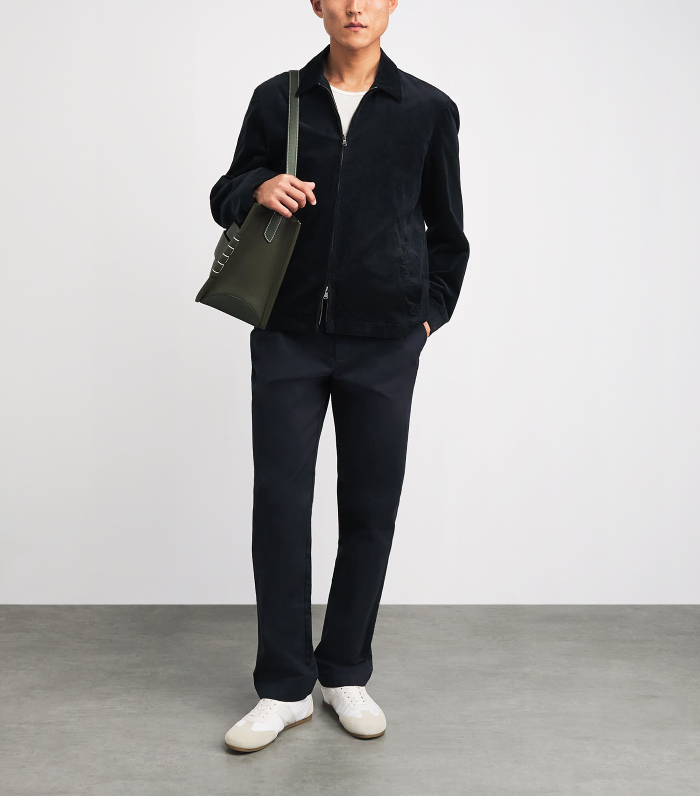 Sunspel Mens Corduroy Harrington Jacket Navy Image 2