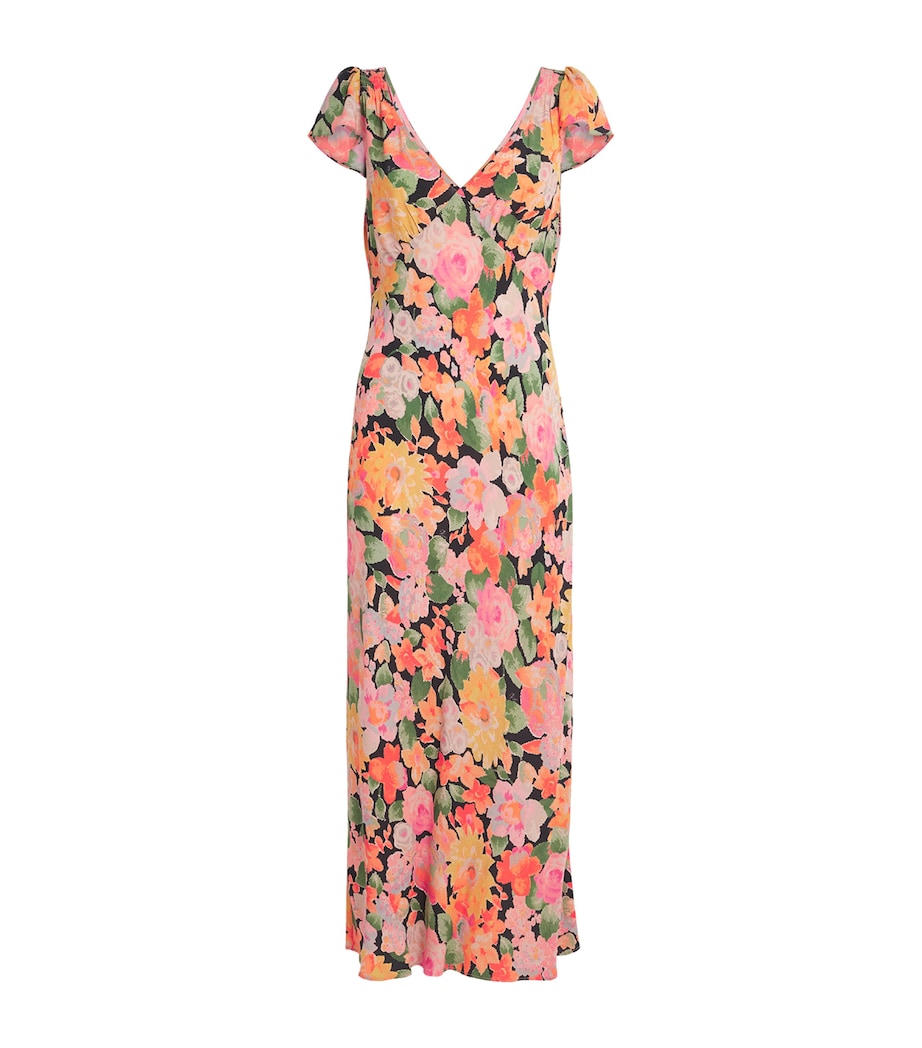 Rixo Womens Floral Cathy Midi Dress Chelsea Floral Black Image 1