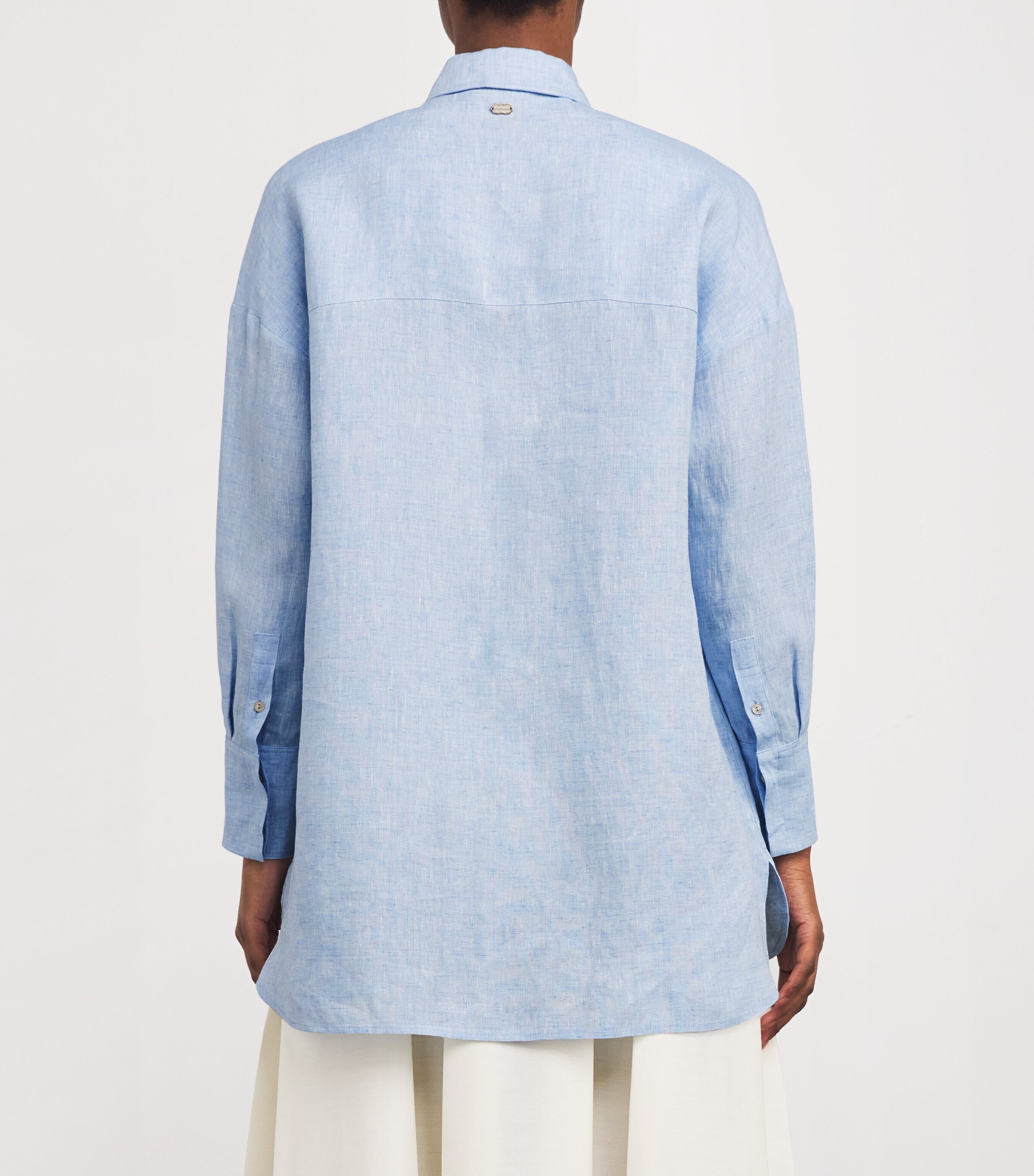 Linen Oversized Shirt A26 LIGHT WATER Image 4
