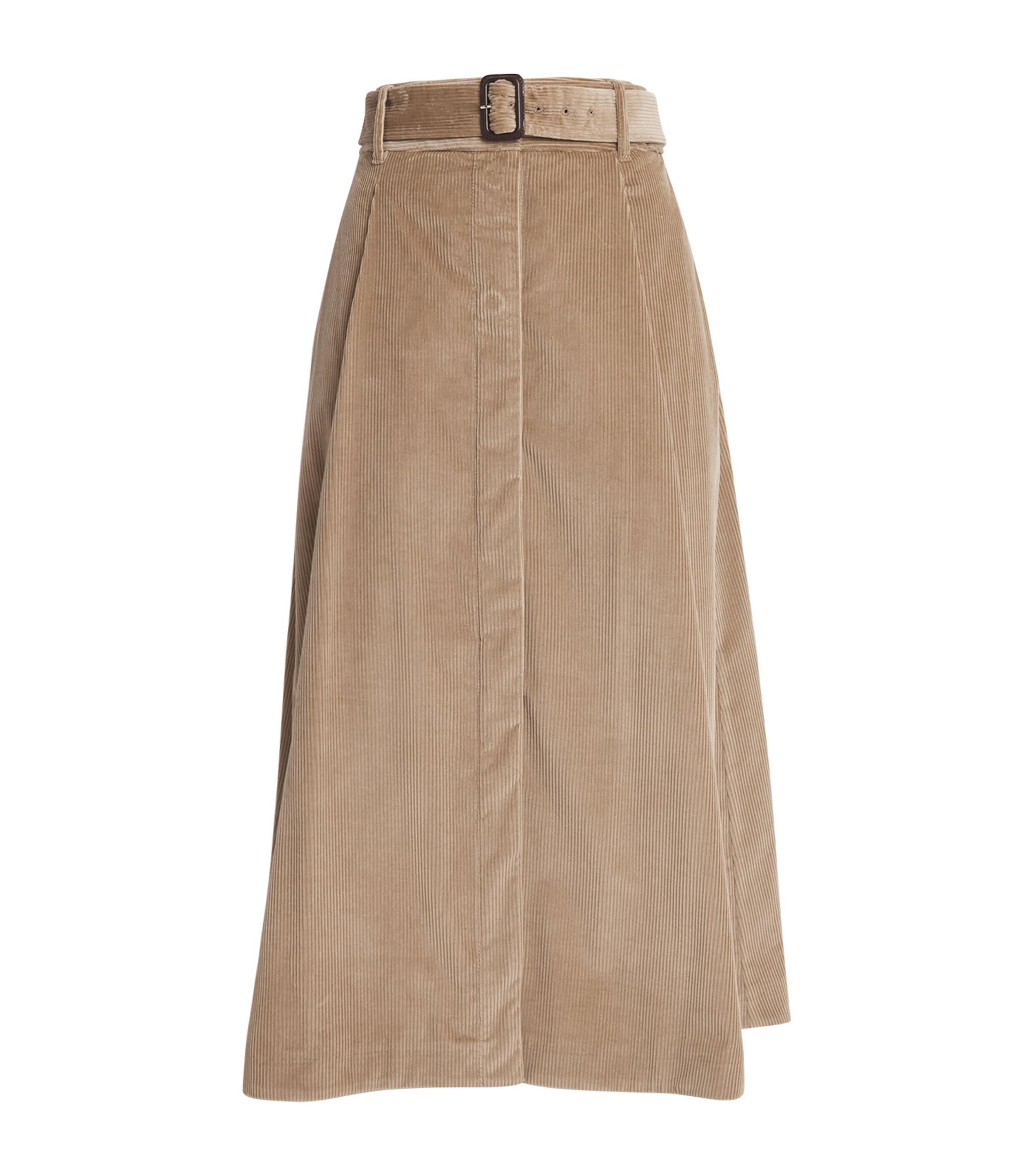 Max Mara Corduroy Midi Skirt In Beige