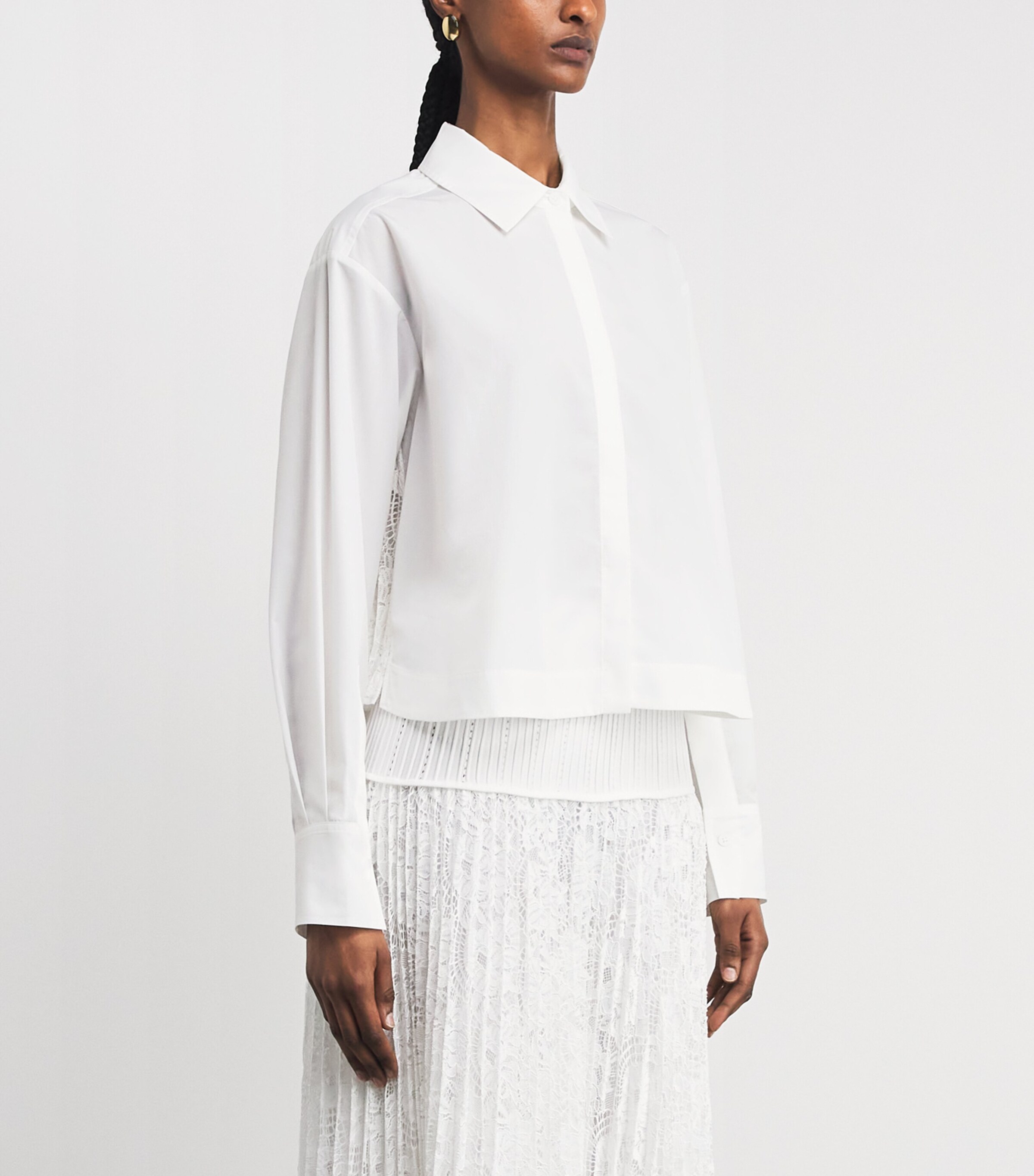 Simkhai Womens Lace-Detail Kacey Shirt Ivory Image 4