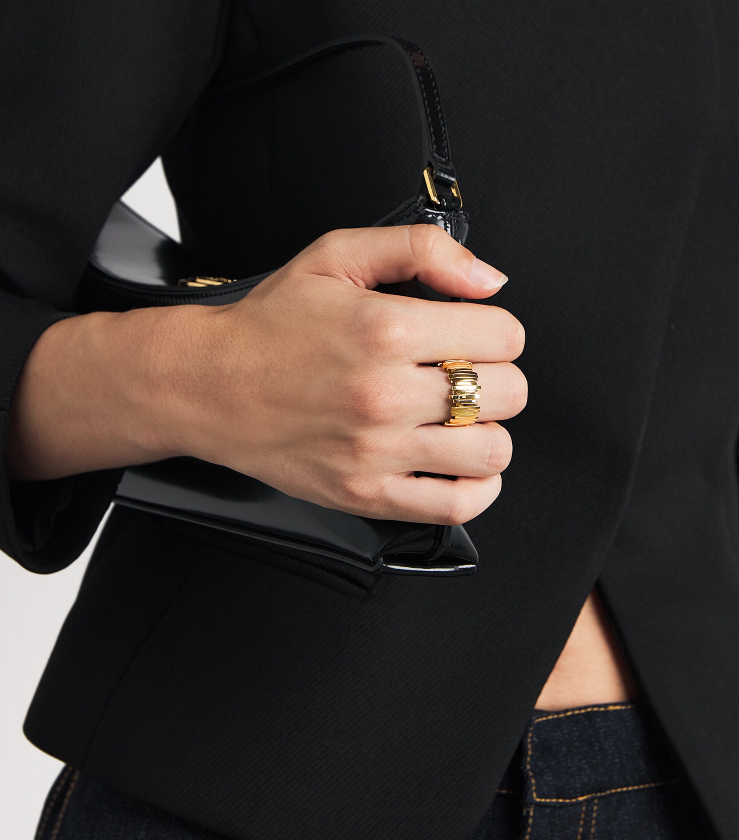 Suzanne Kalan Yellow Gold Golden Jagged Wide Band Yg Image 2