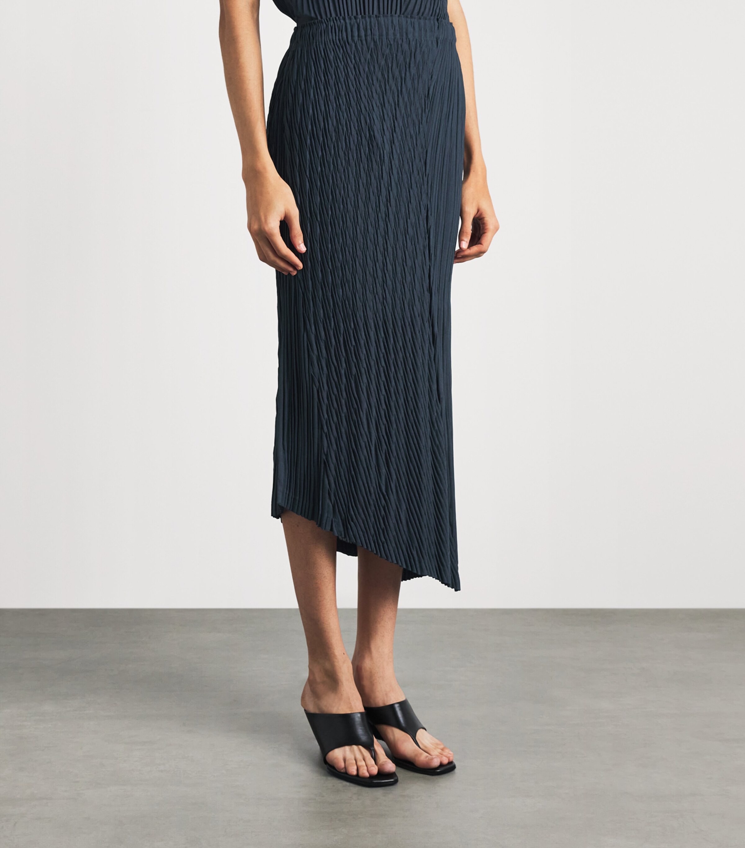 Issey Miyake Blue Unfurling Pleats Asymmetric Midi Skirt | Harrods US