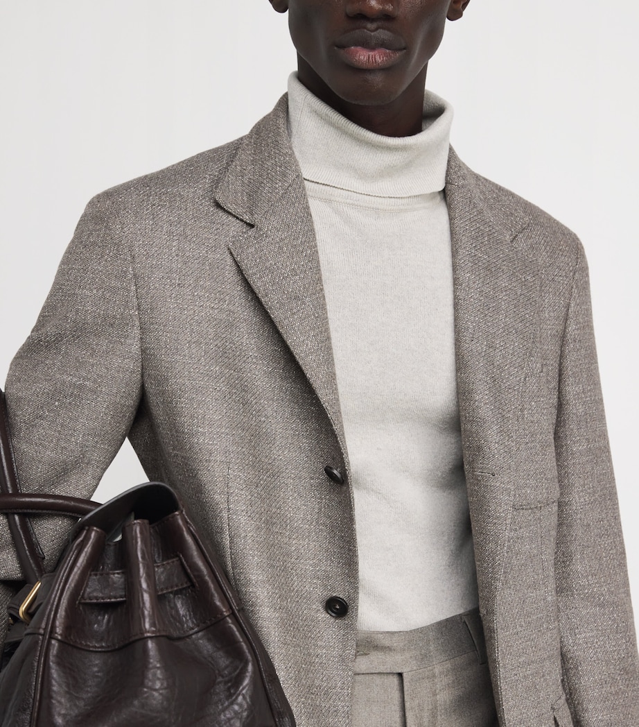 Virgin Wool-Silk-Blend Blazer 029 NATURAL / BEIGE Image 7