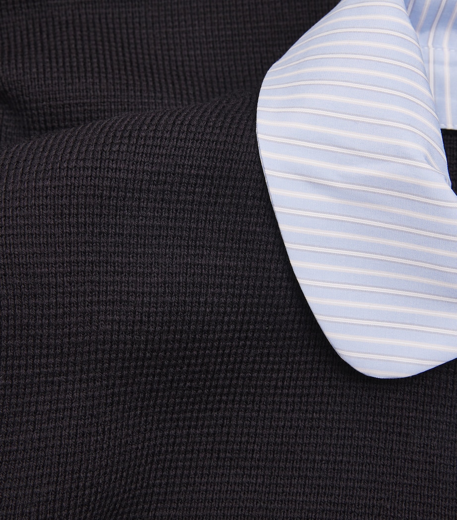 Cropped Collared Knitted Cardigan NAVY Image 5