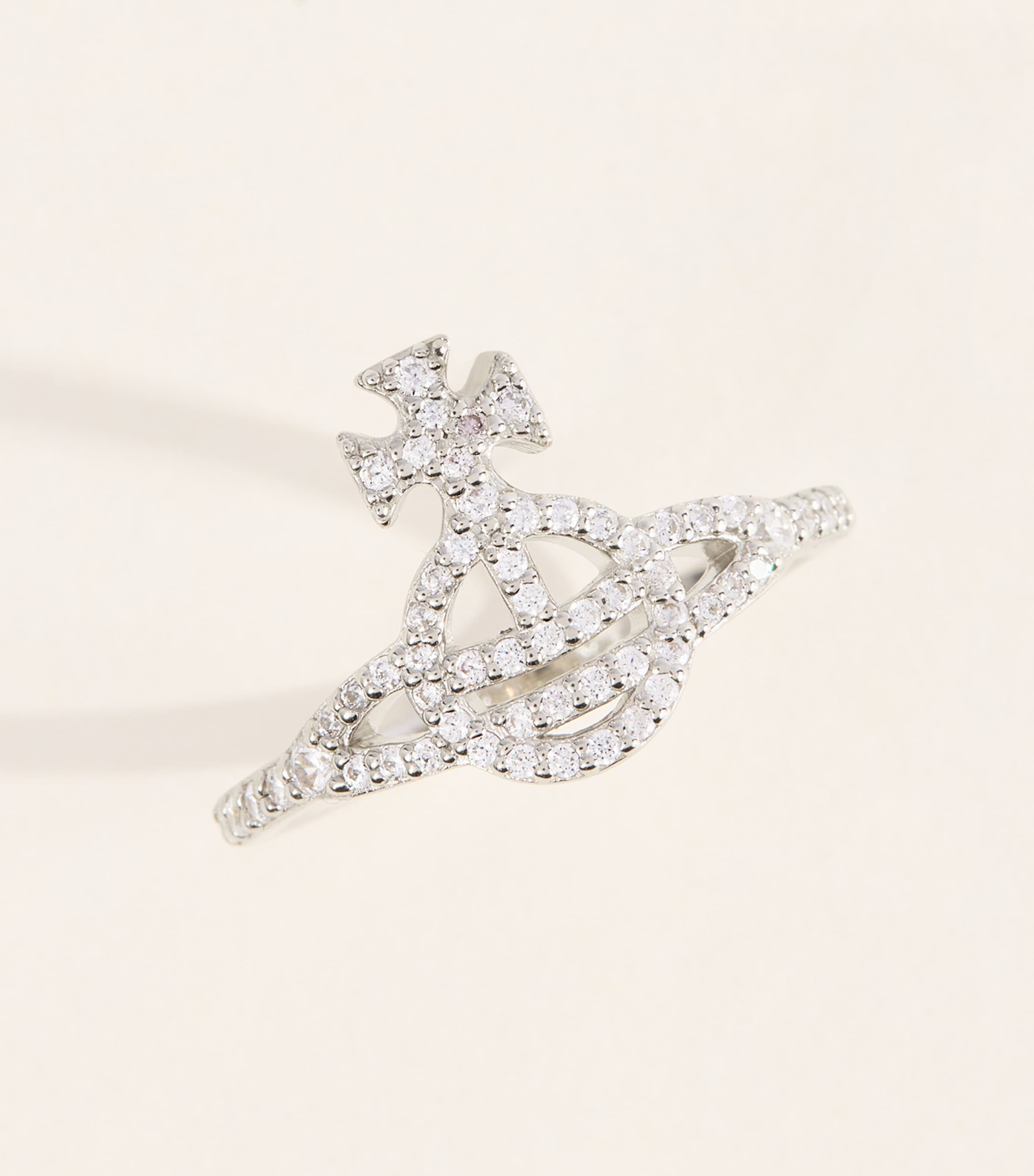 Vivienne Westwood Recycled Silver Calliope Ring Platinum / White Cz Image 4