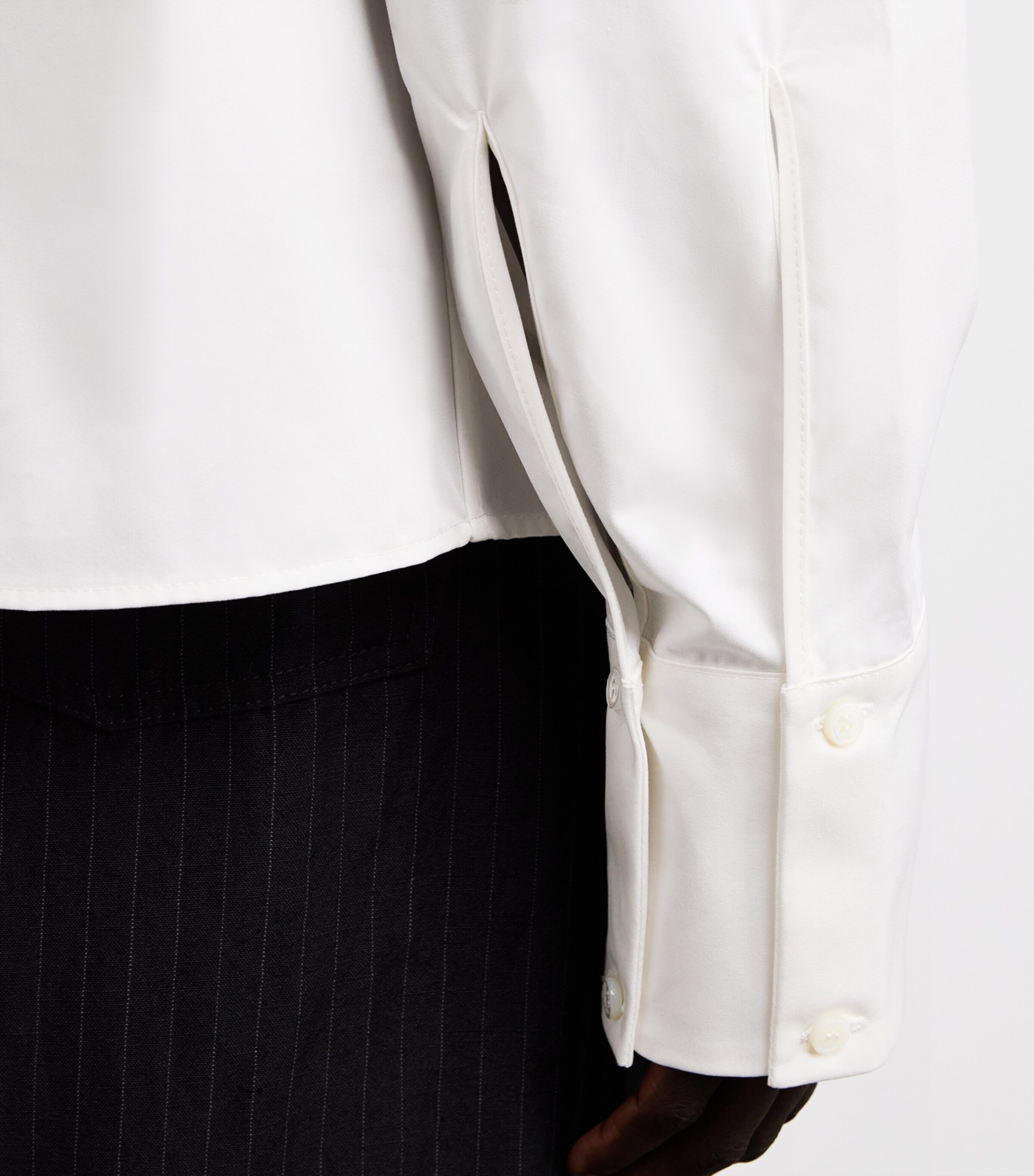 424 Mens Cotton Pleated Shirt Salt White Image 6