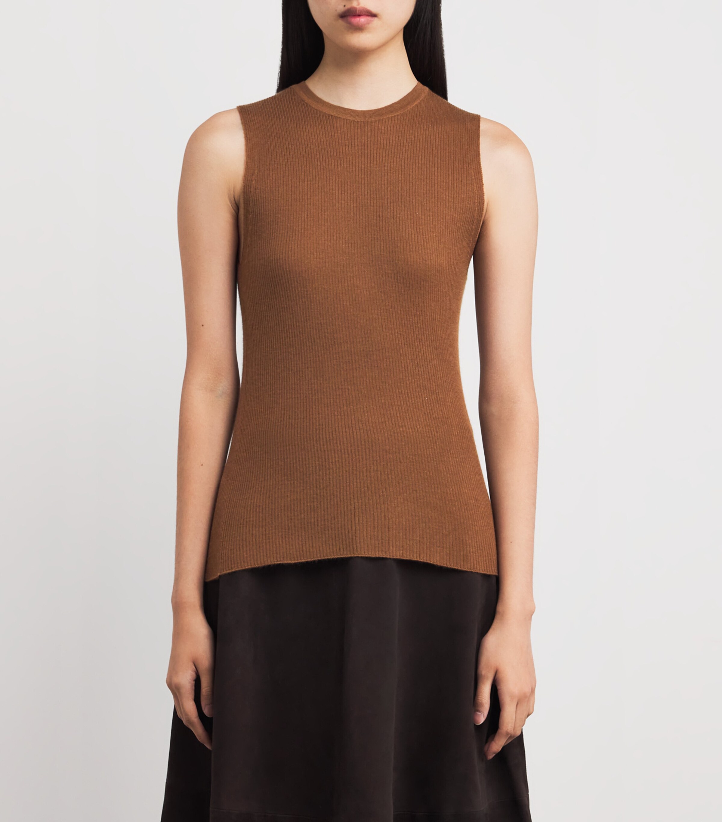 Superfine Cashmere Tank Top SB7300 DARK CAMEL Image 3