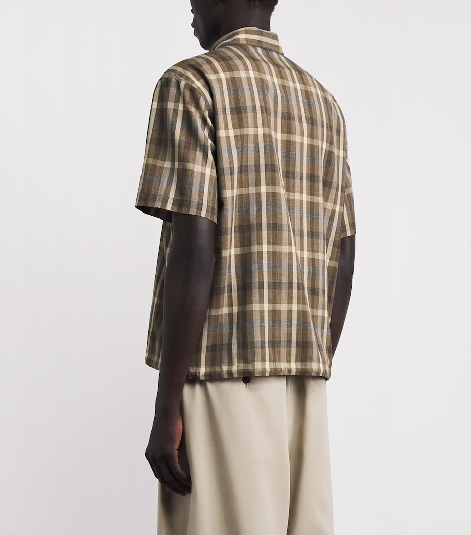 Auralee Mens Wool Check Shirt Top Brown Check Image 5
