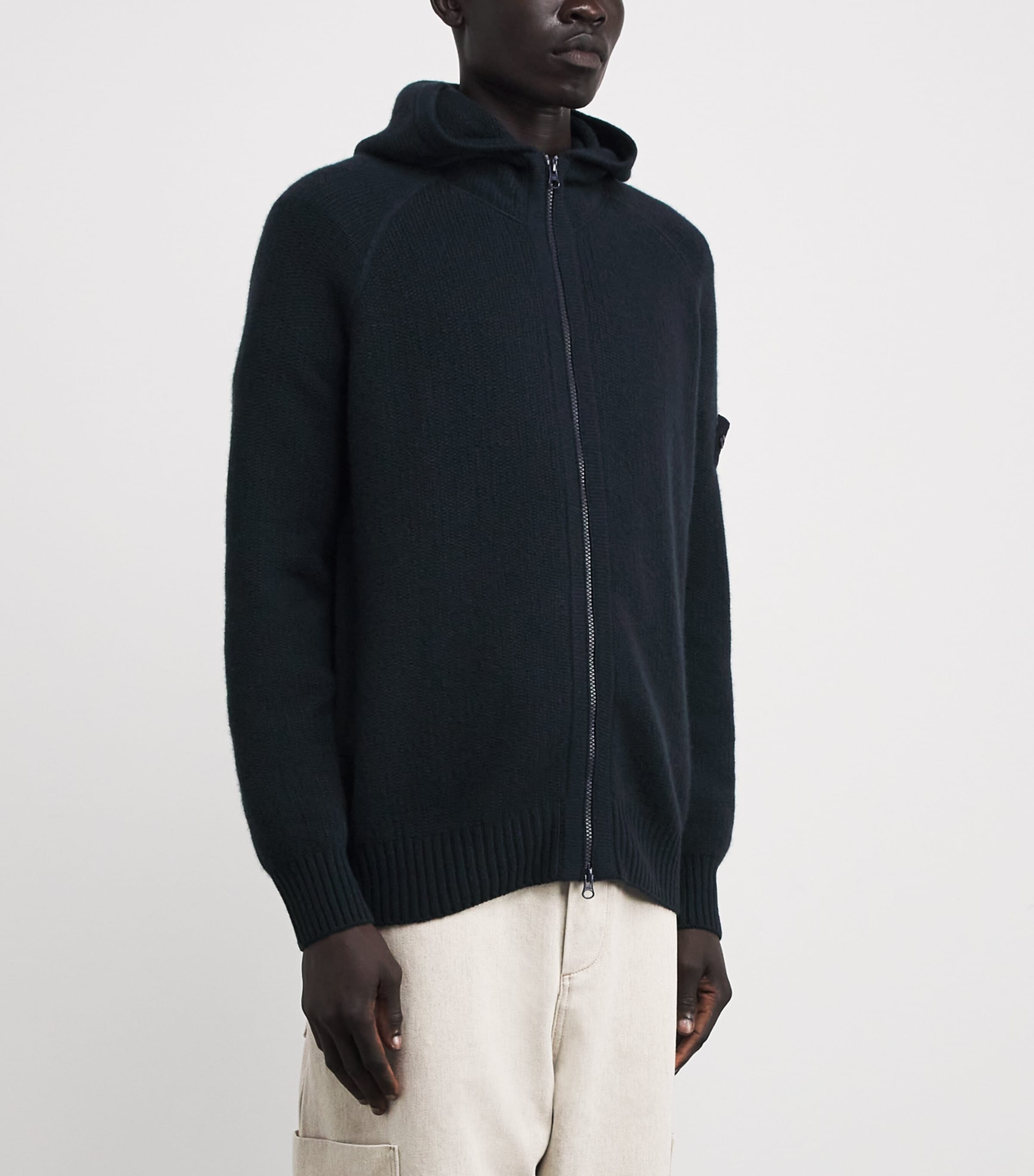 Stone Island Navy Cashmere Zip-Up Ghost Hoodie | Harrods US