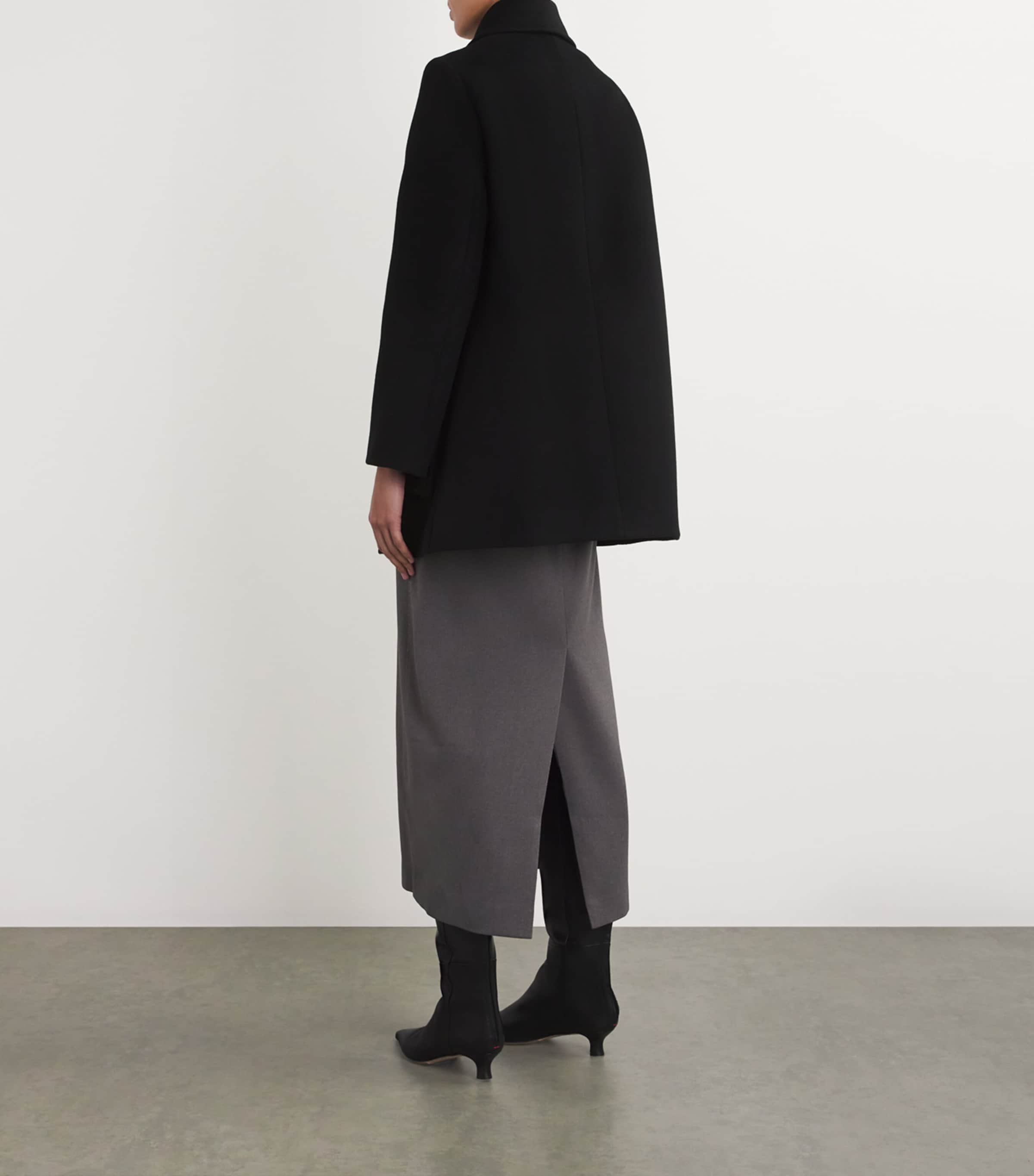 Wool-Blend Pea Coat BLACK Image 3