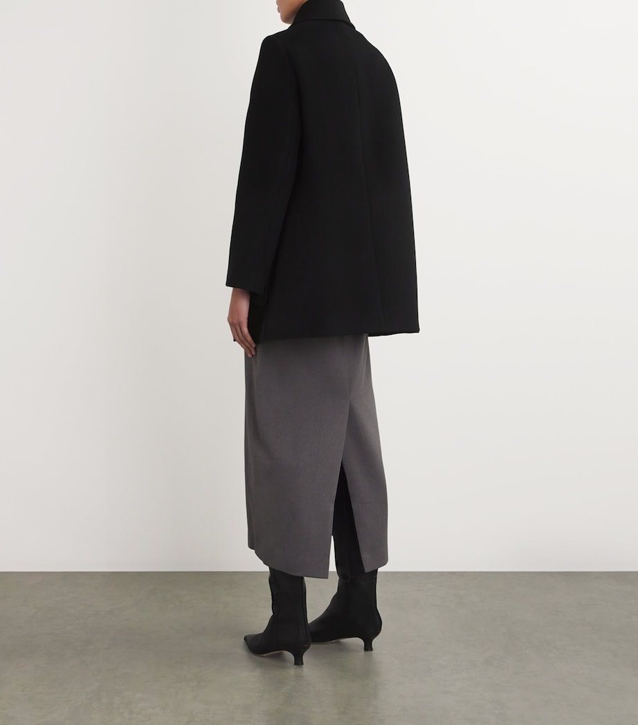 Wool-Blend Pea Coat BLACK Image 3