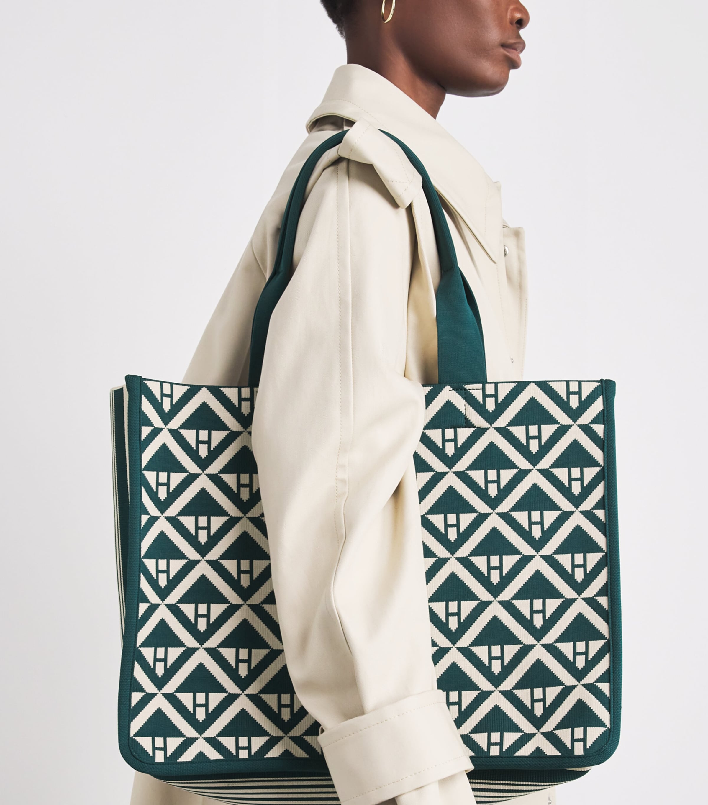 Harrods Medium Geometric Tote Bag Harrods Green Image 4