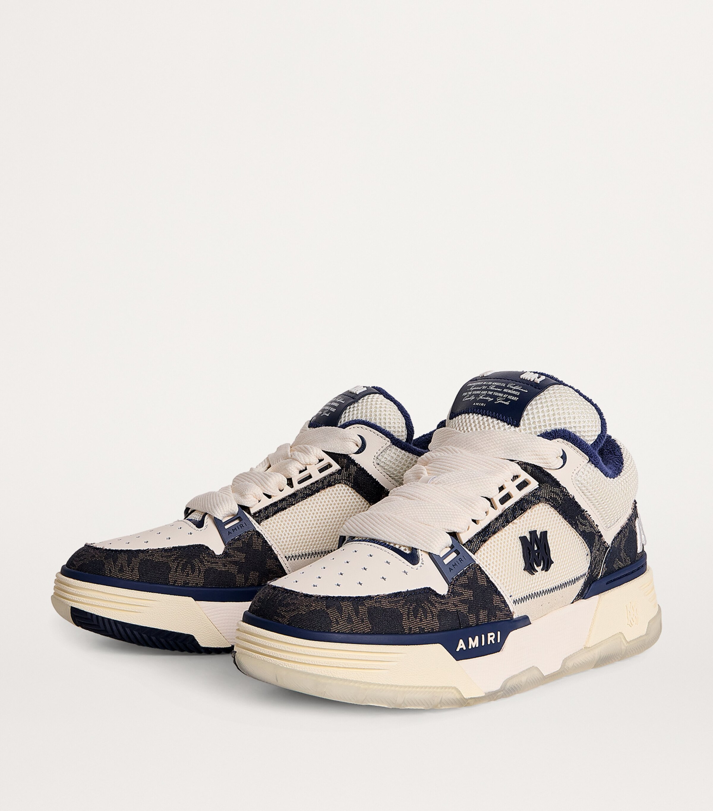 AMIRI Leather-Cotton MA-1 Sneakers Midnight Indigo Image 3