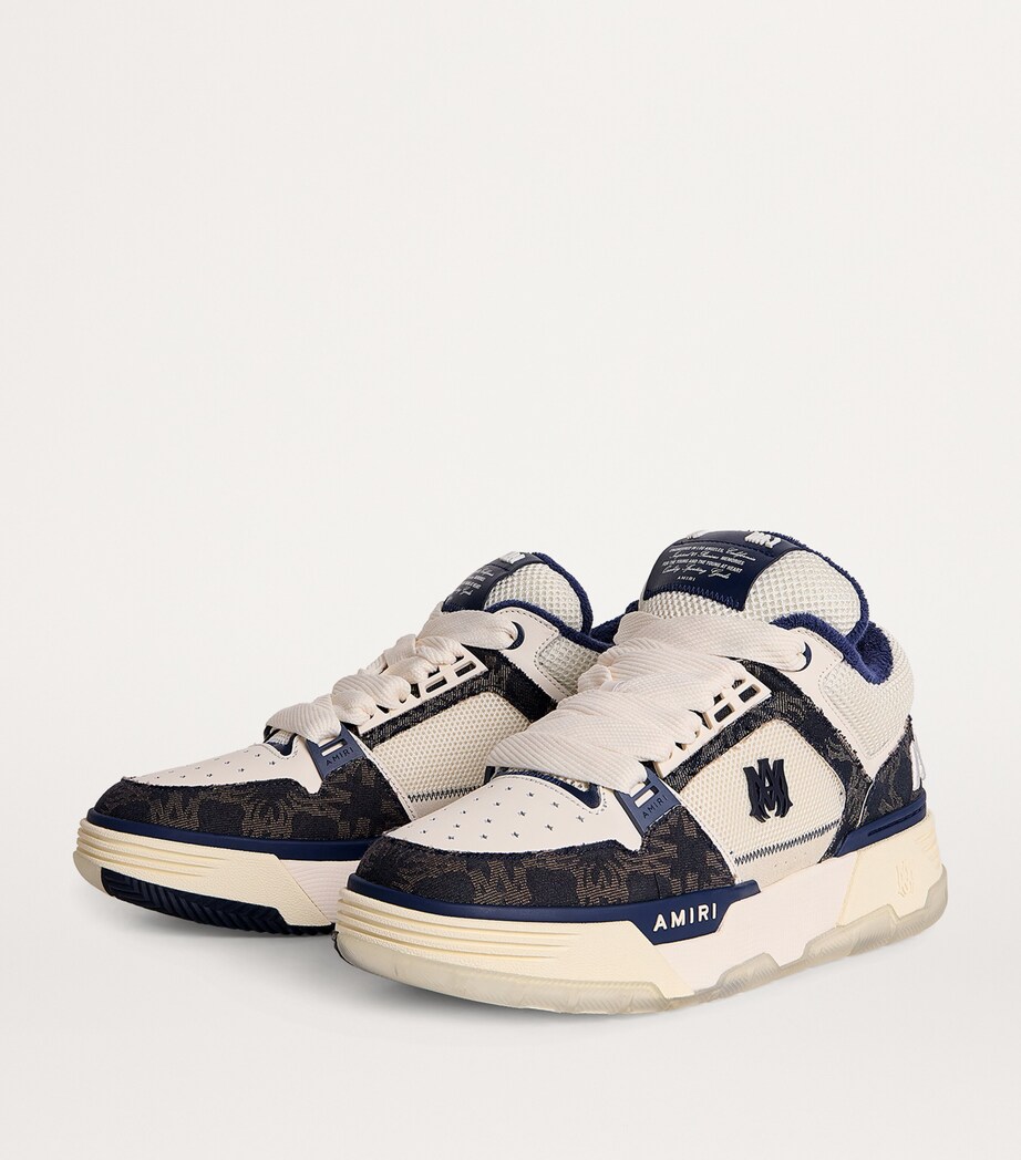 AMIRI Leather-Cotton MA-1 Sneakers Midnight Indigo Image 3