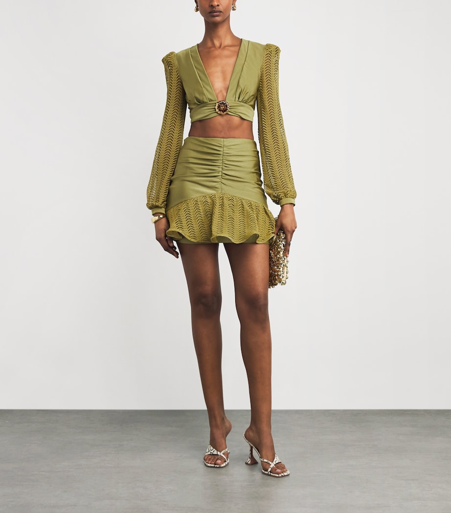 Wave Mesh Mini Skirt GREEN Image 2