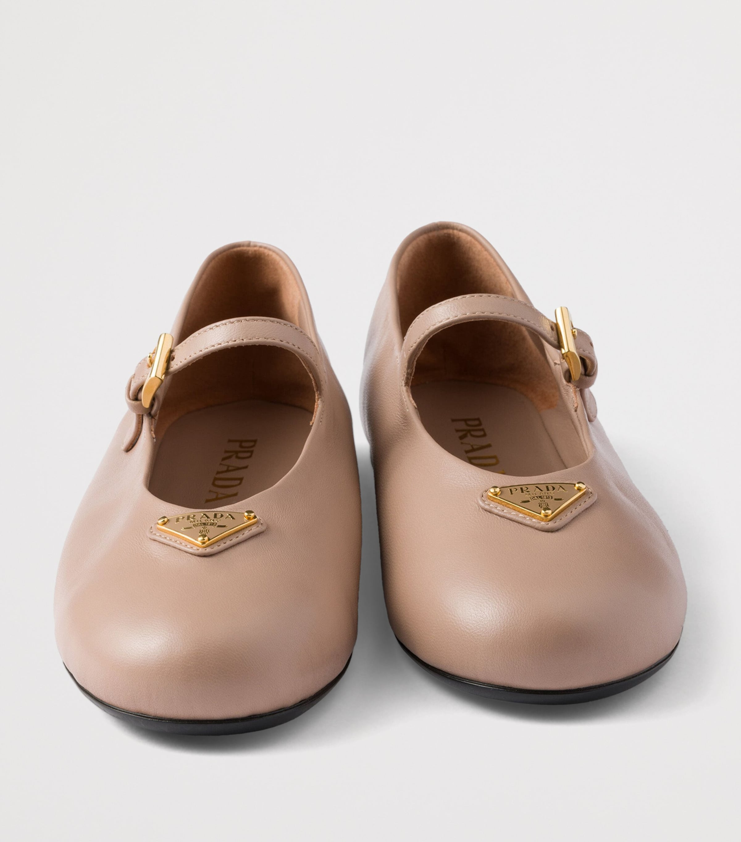 Prada Leather Triangle Ballet Flats Powder Image 5