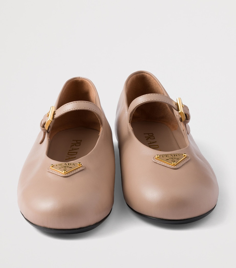 Prada Leather Triangle Ballet Flats Powder Image 5