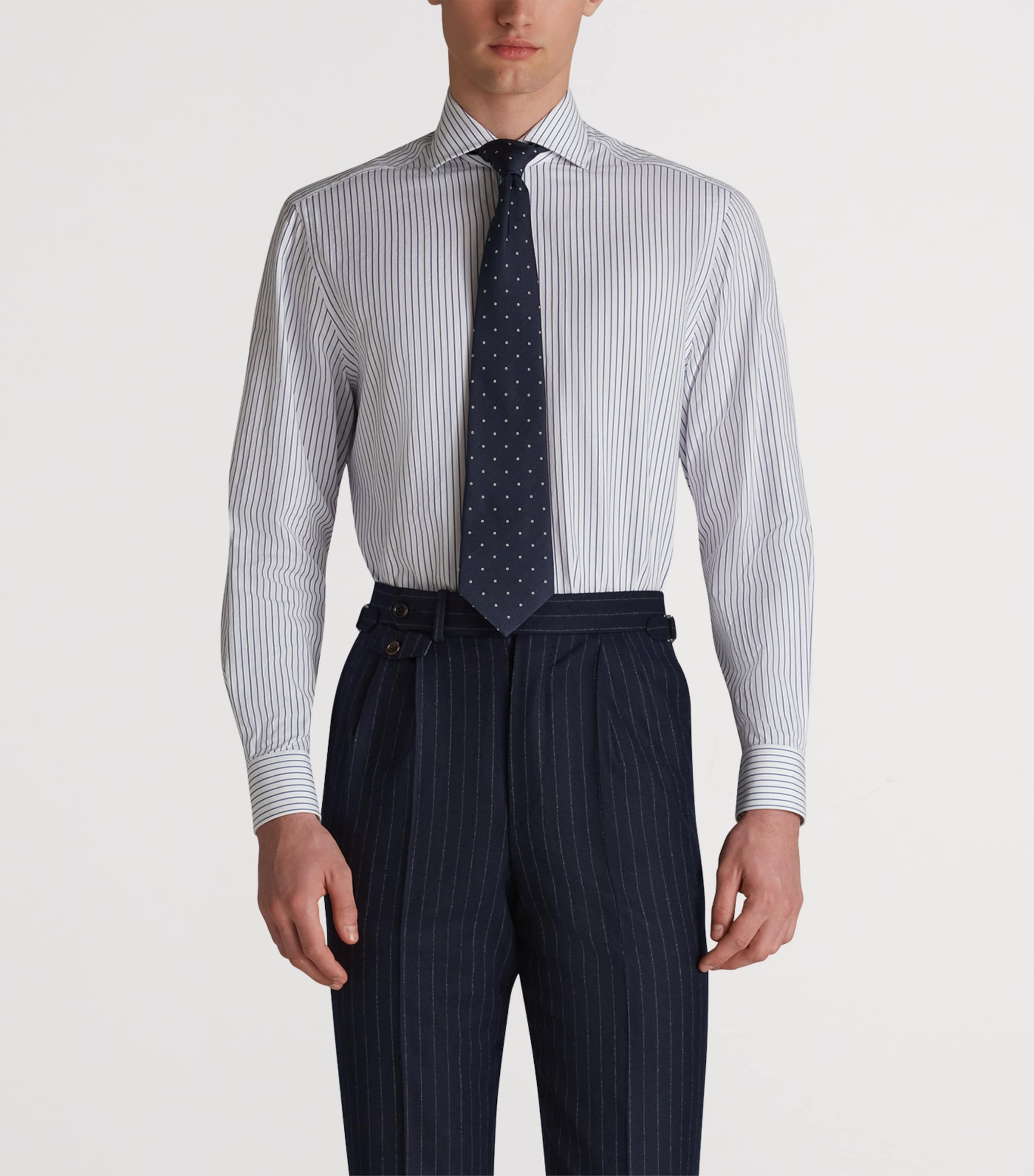 Cotton Stripe Shirt 417WHITE NAVY Image 3