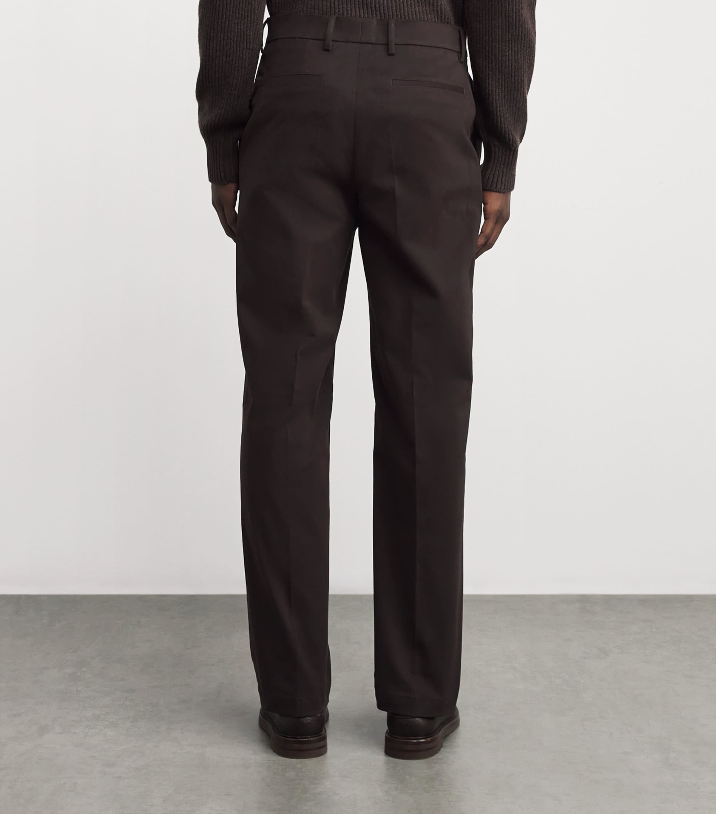 Cotton Flat Front Trousers WALNUT Image 4