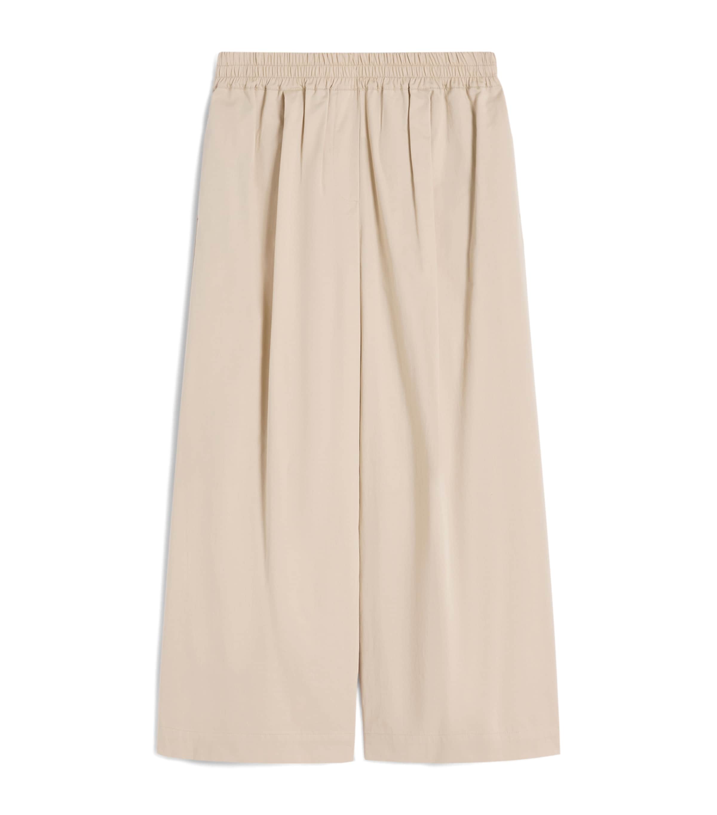 Weekend Max Mara Womens Cotton Cropped Wide-Leg Trousers Beige Image 1