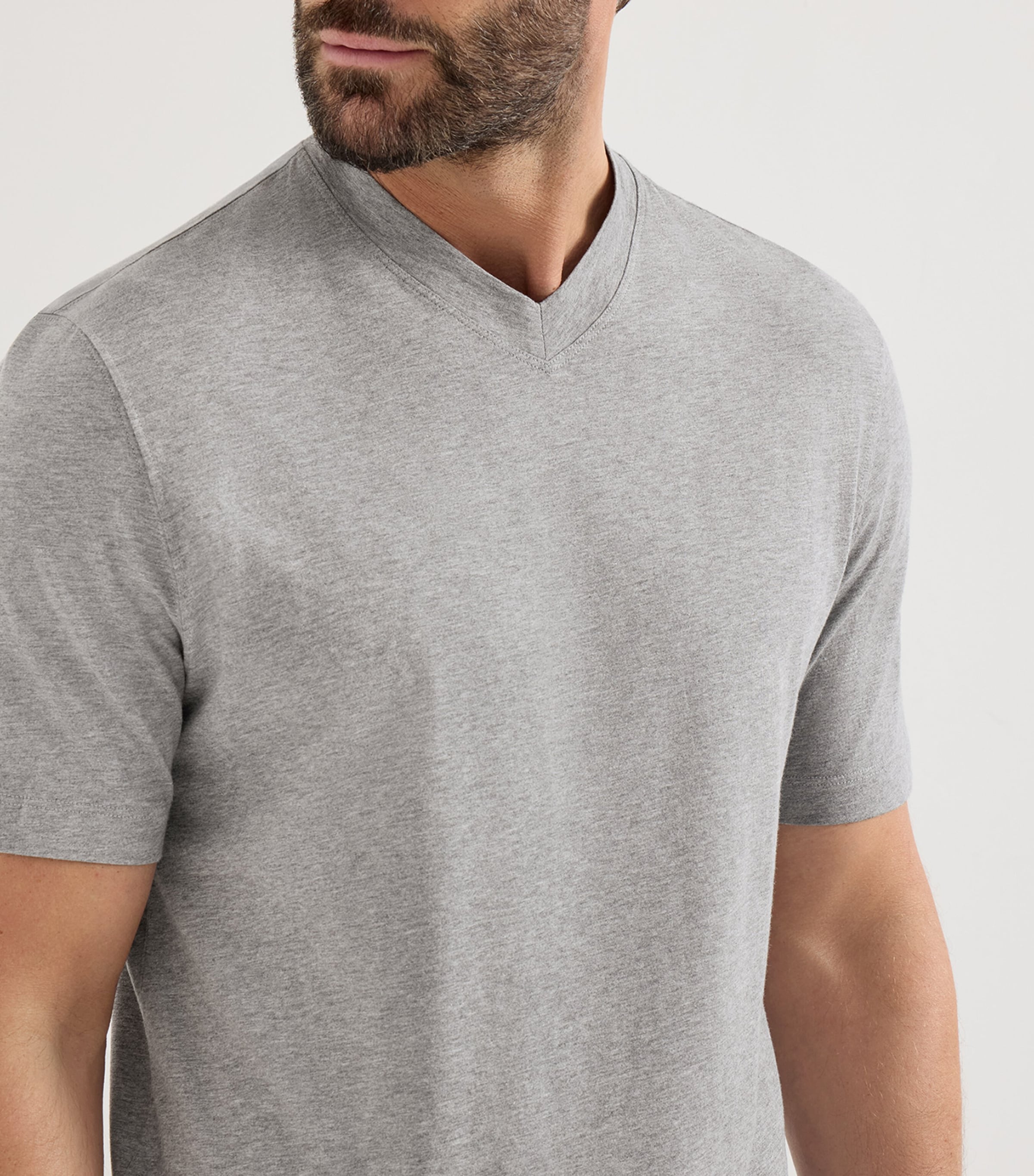 Brunello Cucinelli Mens Cotton V-Neck T-Shirt Grey Image 6