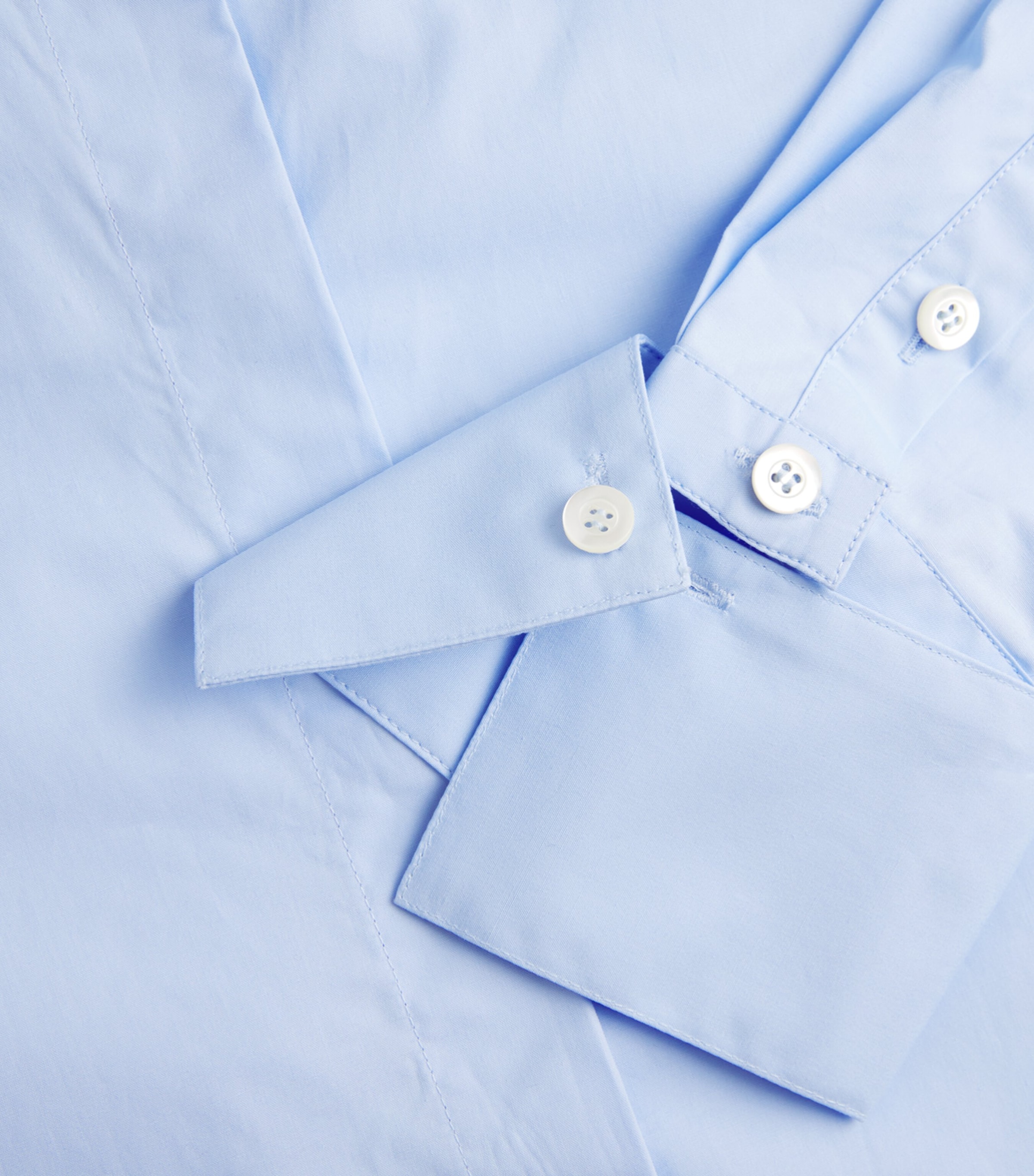 7 For All Mankind Womens Cotton Tie-Detail Shirt Light Blue Image 6