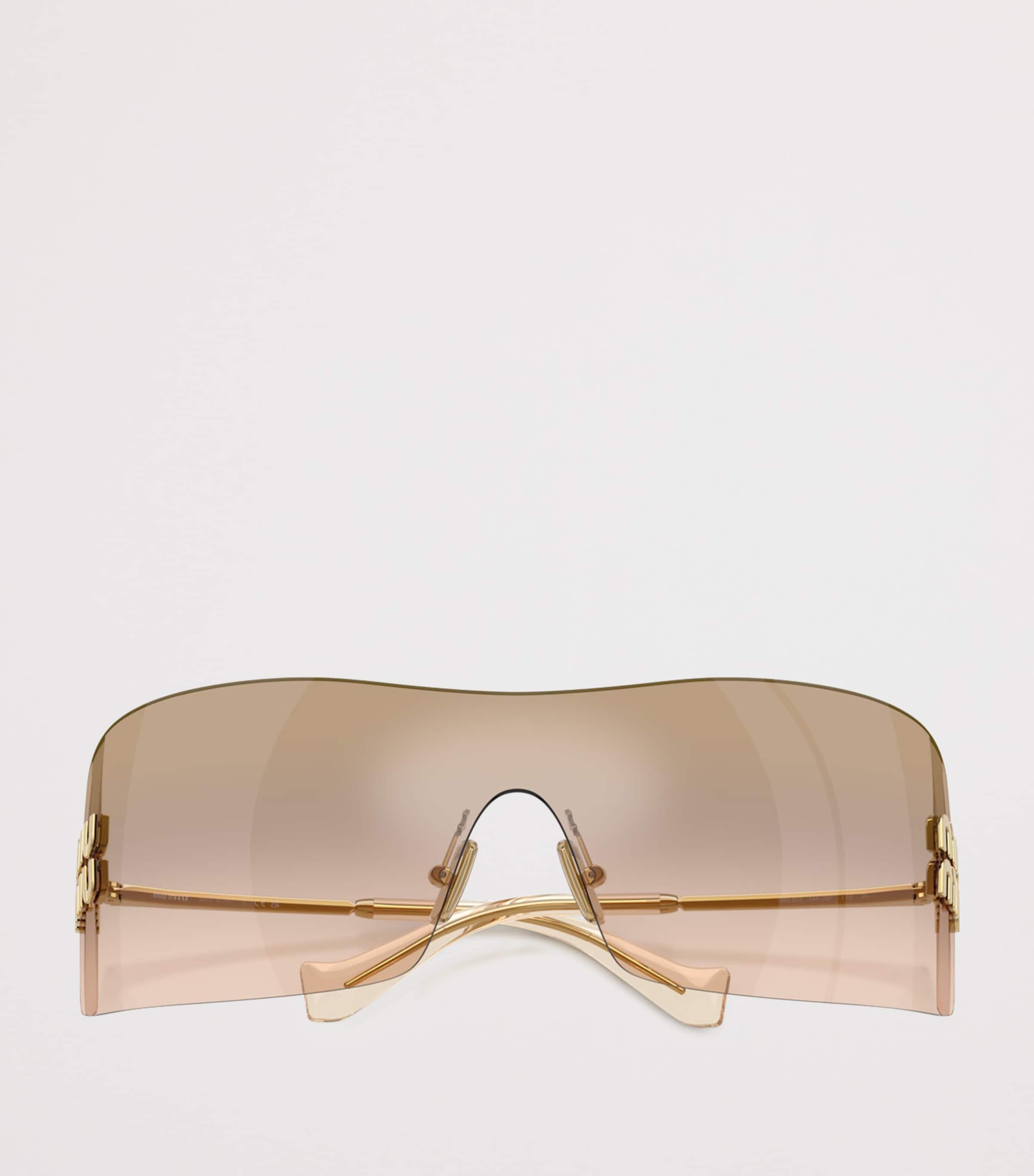 Miu Miu Rimless Shield Sunglasses Gold Image 5