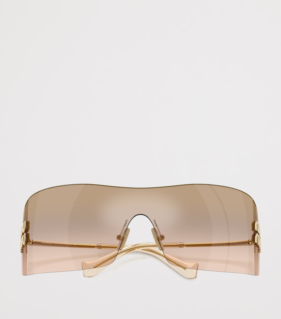 Miu Miu Rimless Shield Sunglasses Gold Image 5