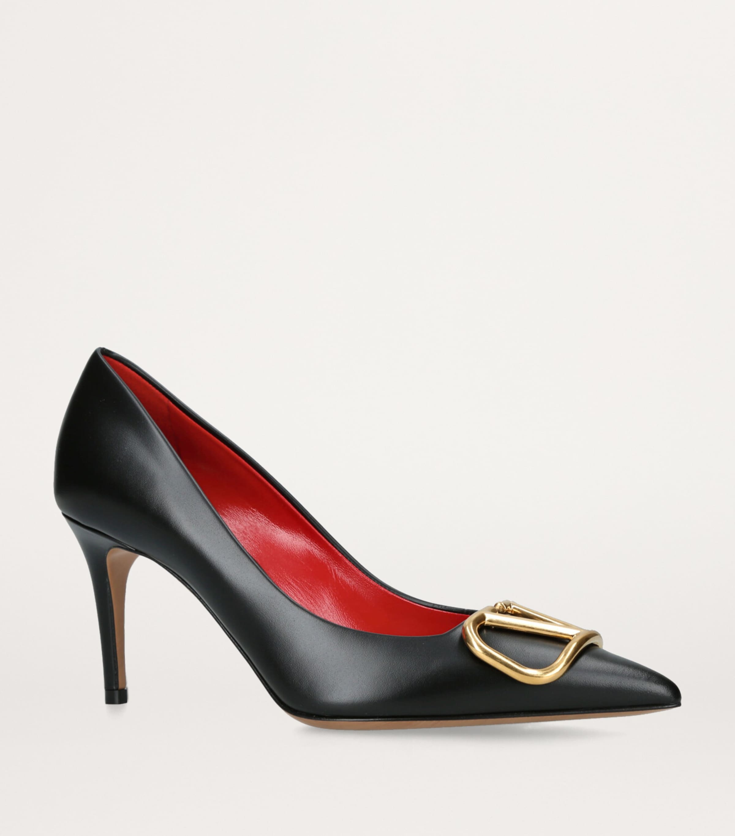 Valentino Garavani Leather VLogo Pumps 80 Black Image 3