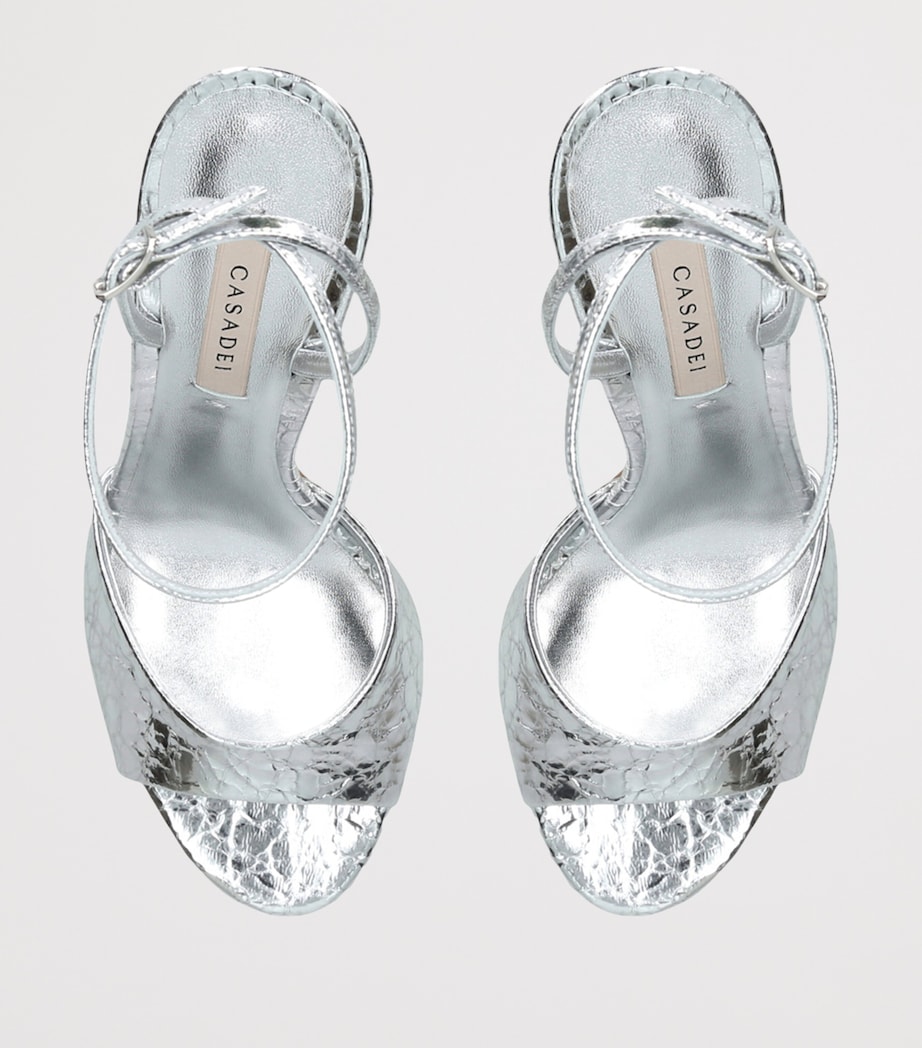 Metallic Leather Blade Heeled Sandals 100 SILVER Image 4
