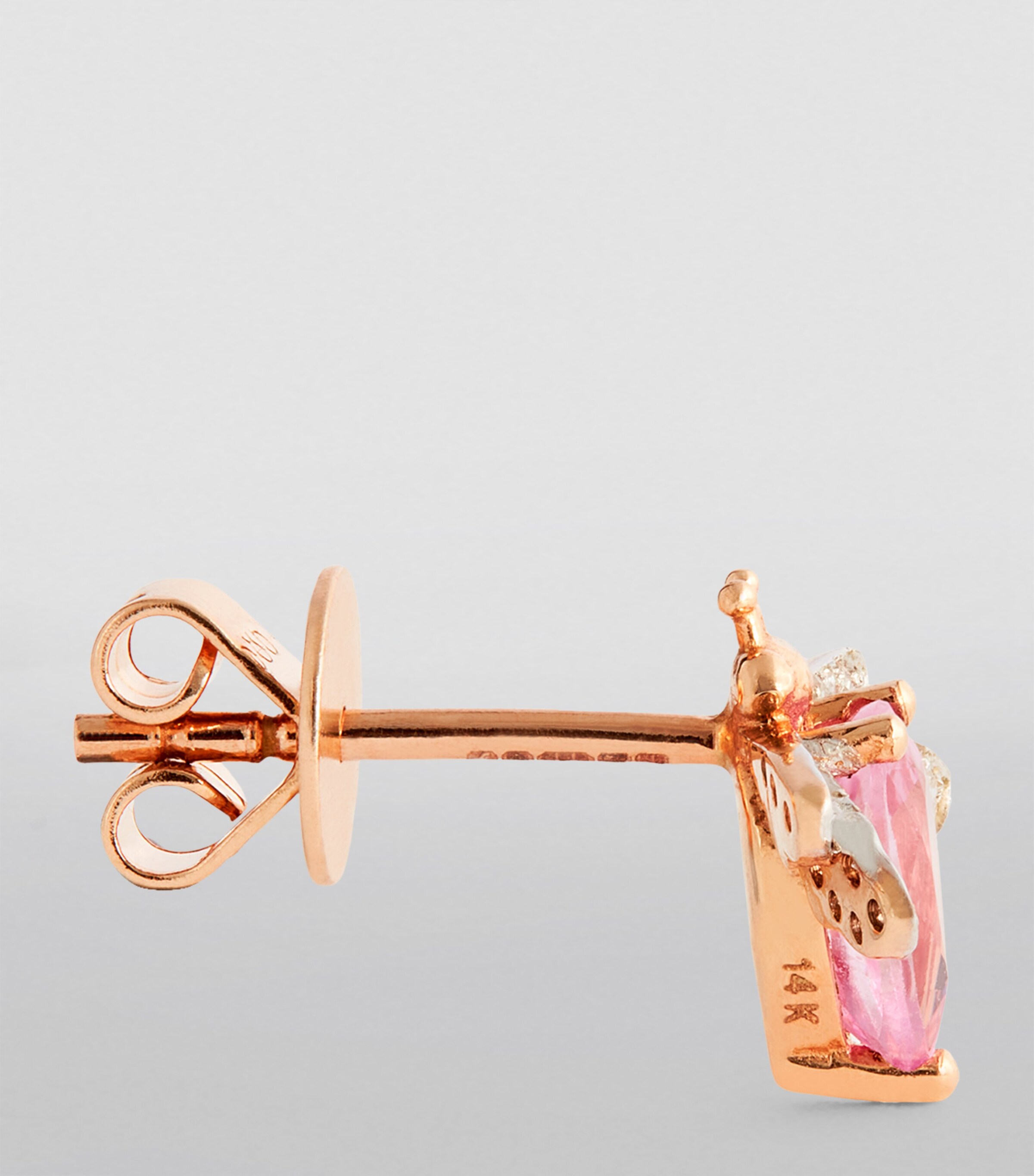 Rose Gold, Diamond and Pink Sapphire Honey Bee Single Earring ROSE GOLD Image 3