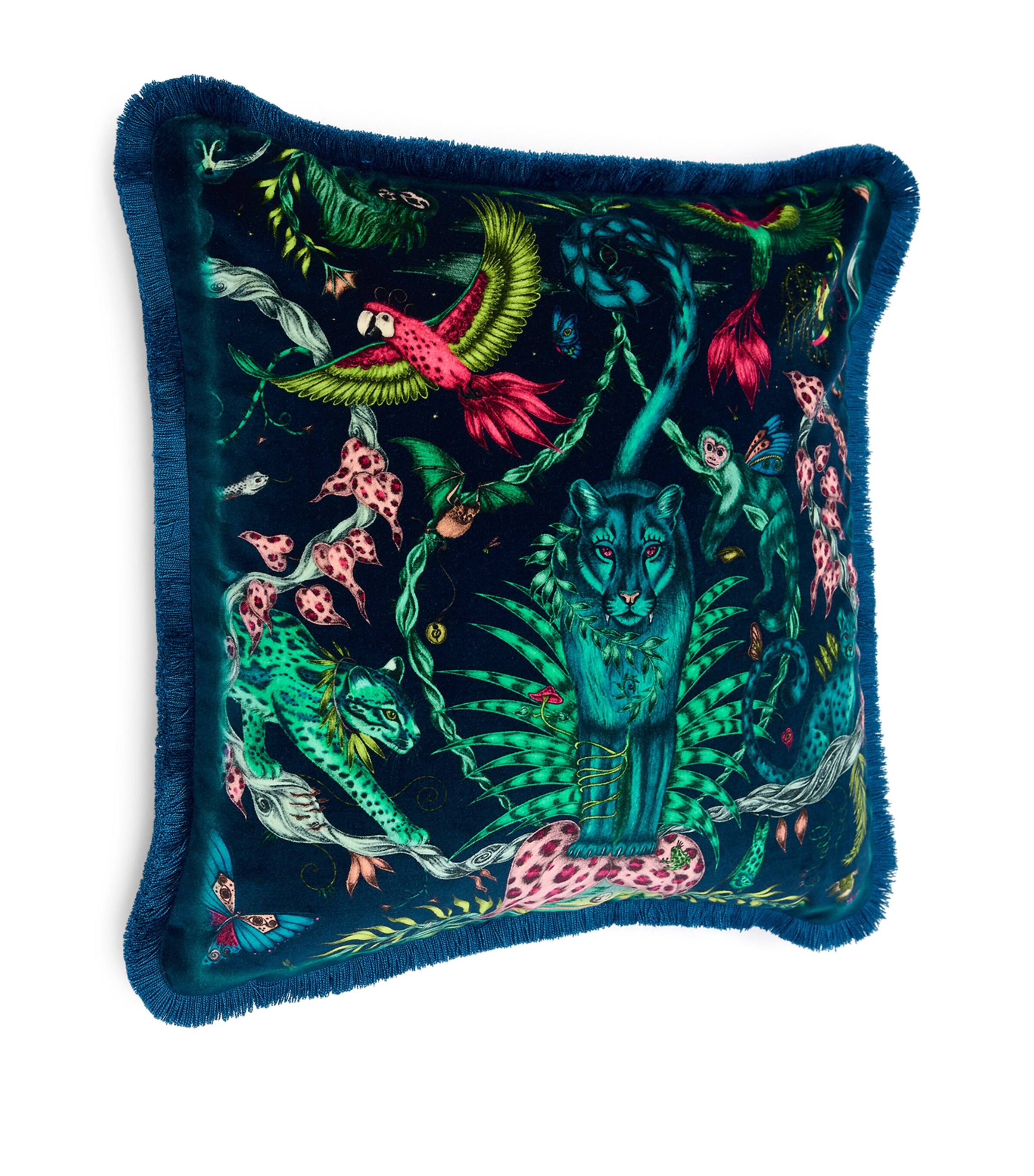 Emma J Shipley Velvet Bosque Dreams Cushion (45cm x 45cm) Electric Image 2