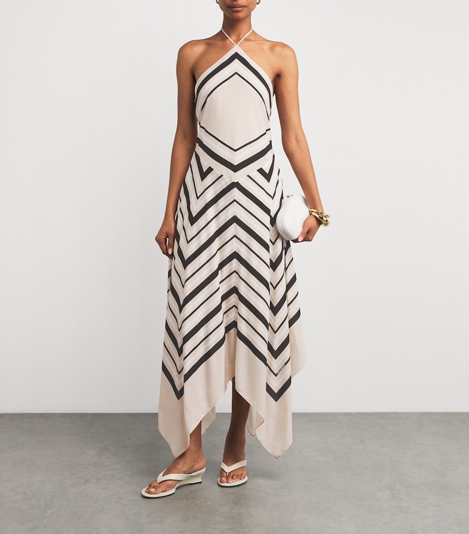 Halterneck Hera Midi Dress SAND STRIPE Image 2