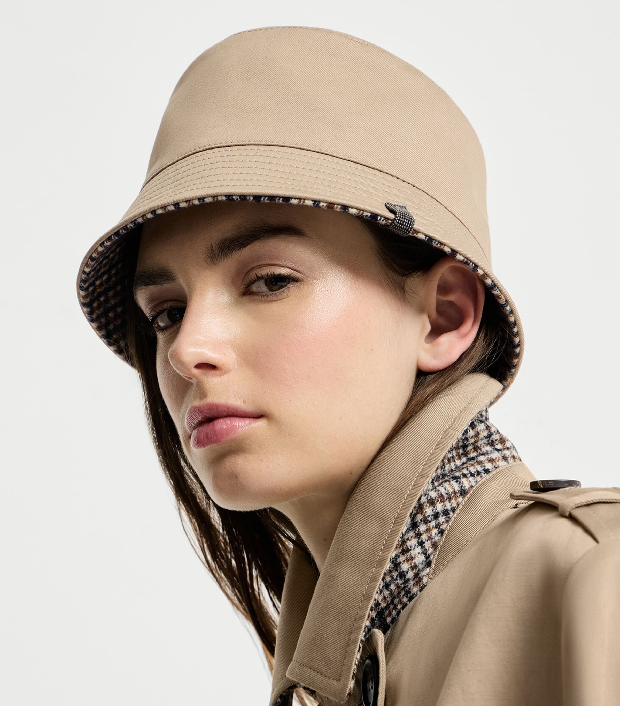 Brunello Cucinelli Cotton-Linen Reversible Bucket Hat Tobacco Image 2