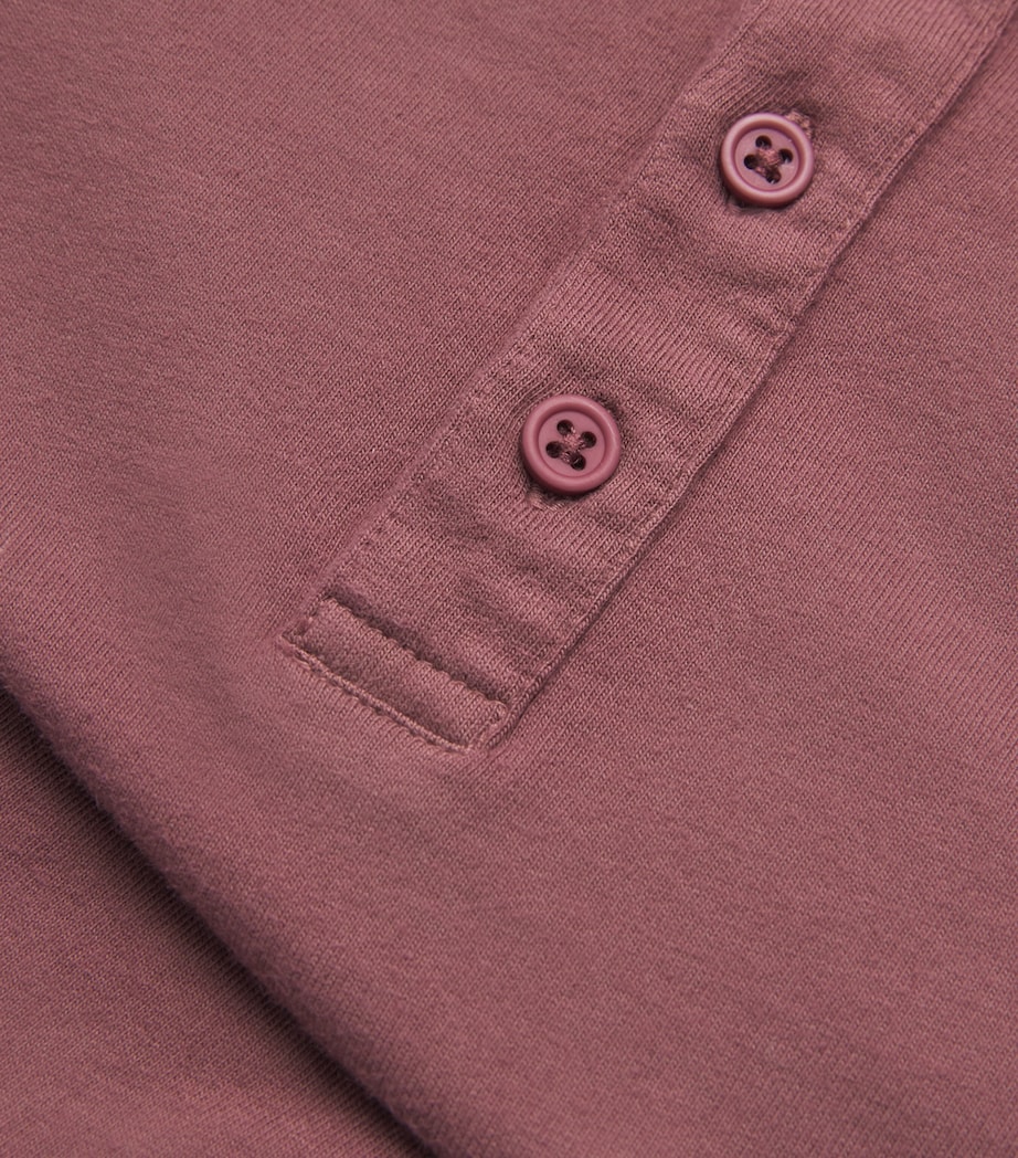 Vince Mens Cotton Henley Top Wshd Brik Red Image 5