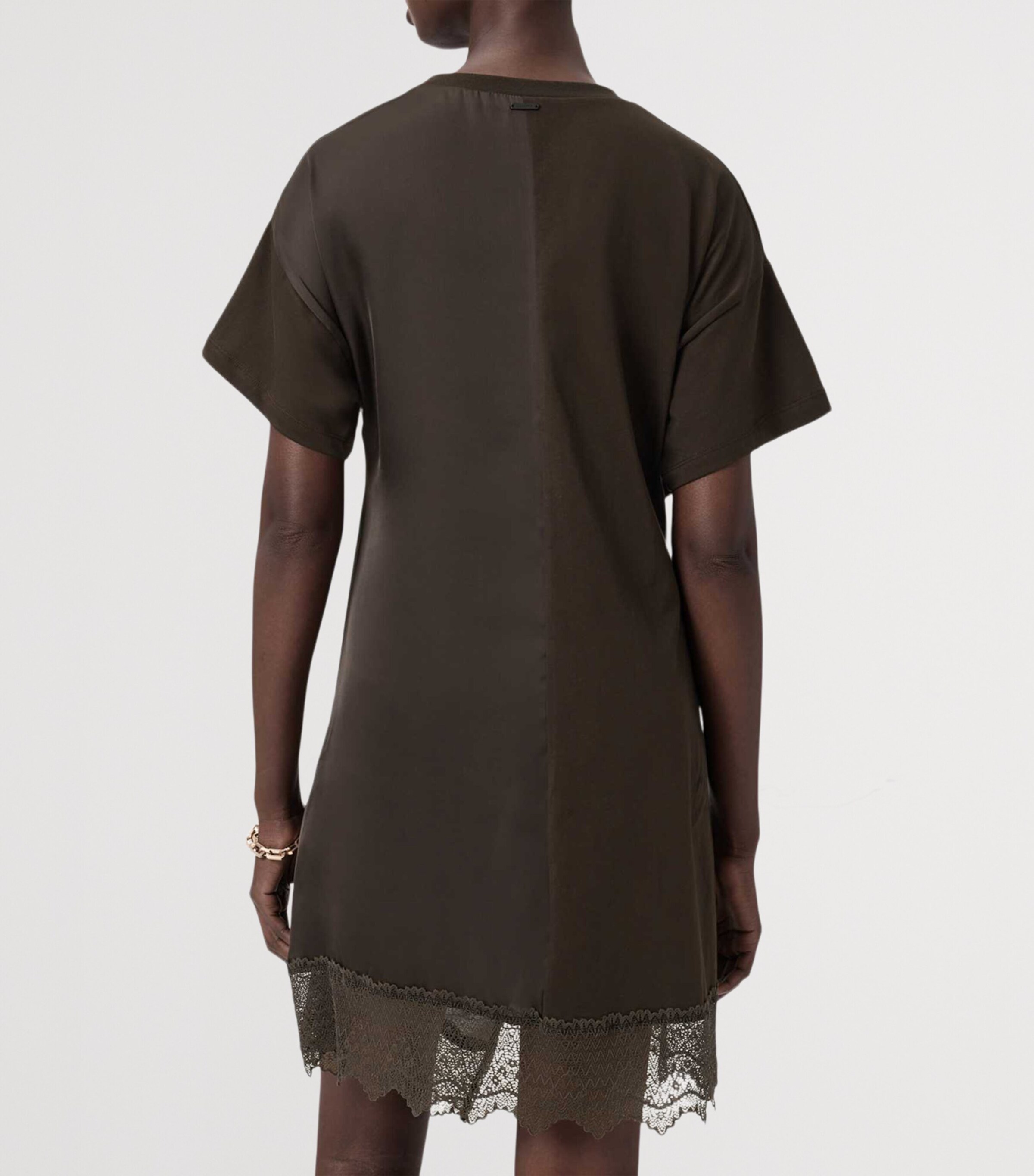 AllSaints Womens Cotton Lana Mini Dress Bottle Brown Image 4