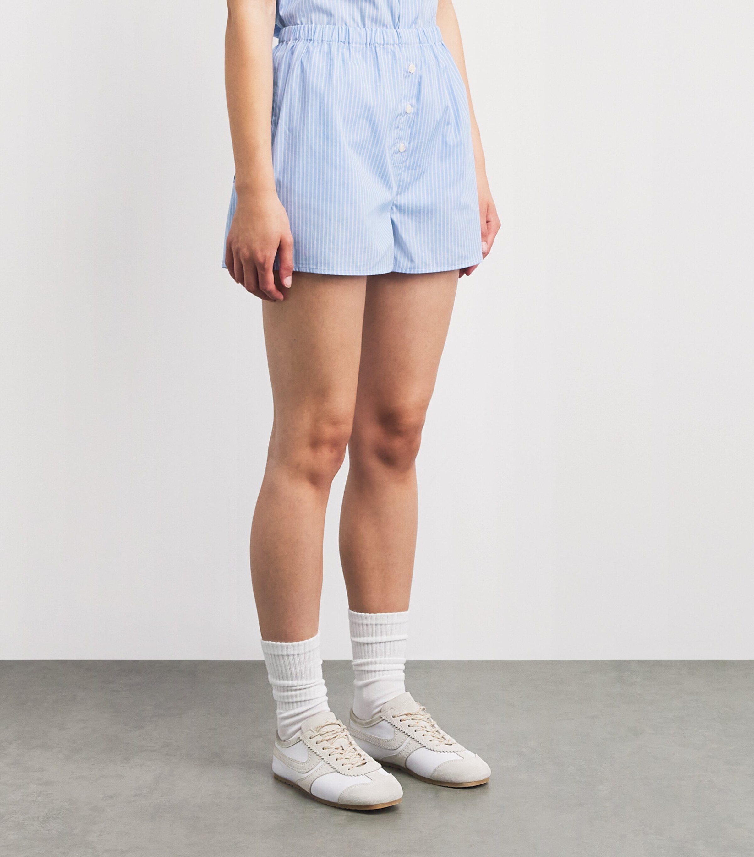 Sporty & Rich Womens Cotton Mini Boxer Shorts Blue Stripe Image 4