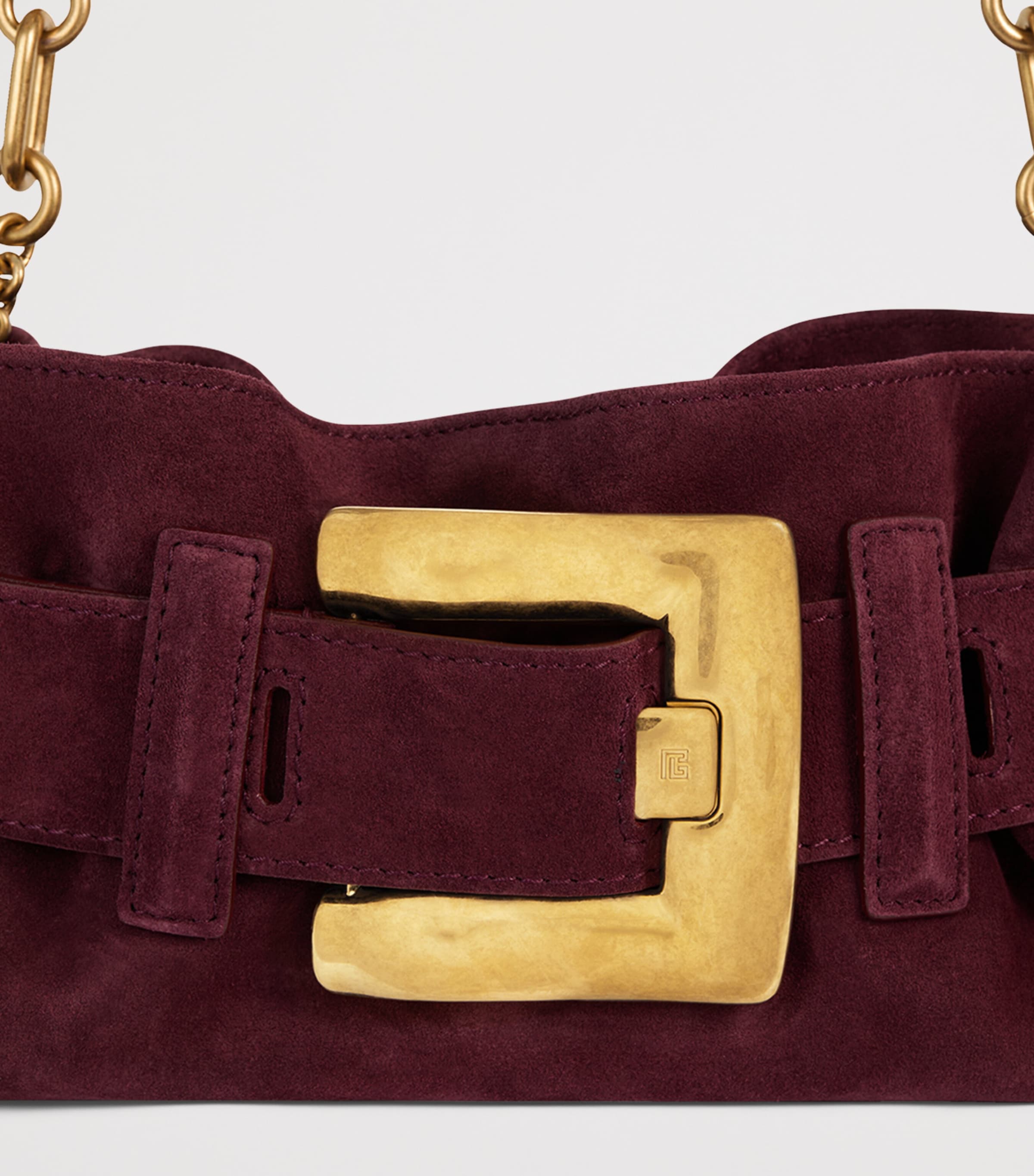 Balmain Mini Suede Anthem Shoulder Bag Lie De Vin Image 4