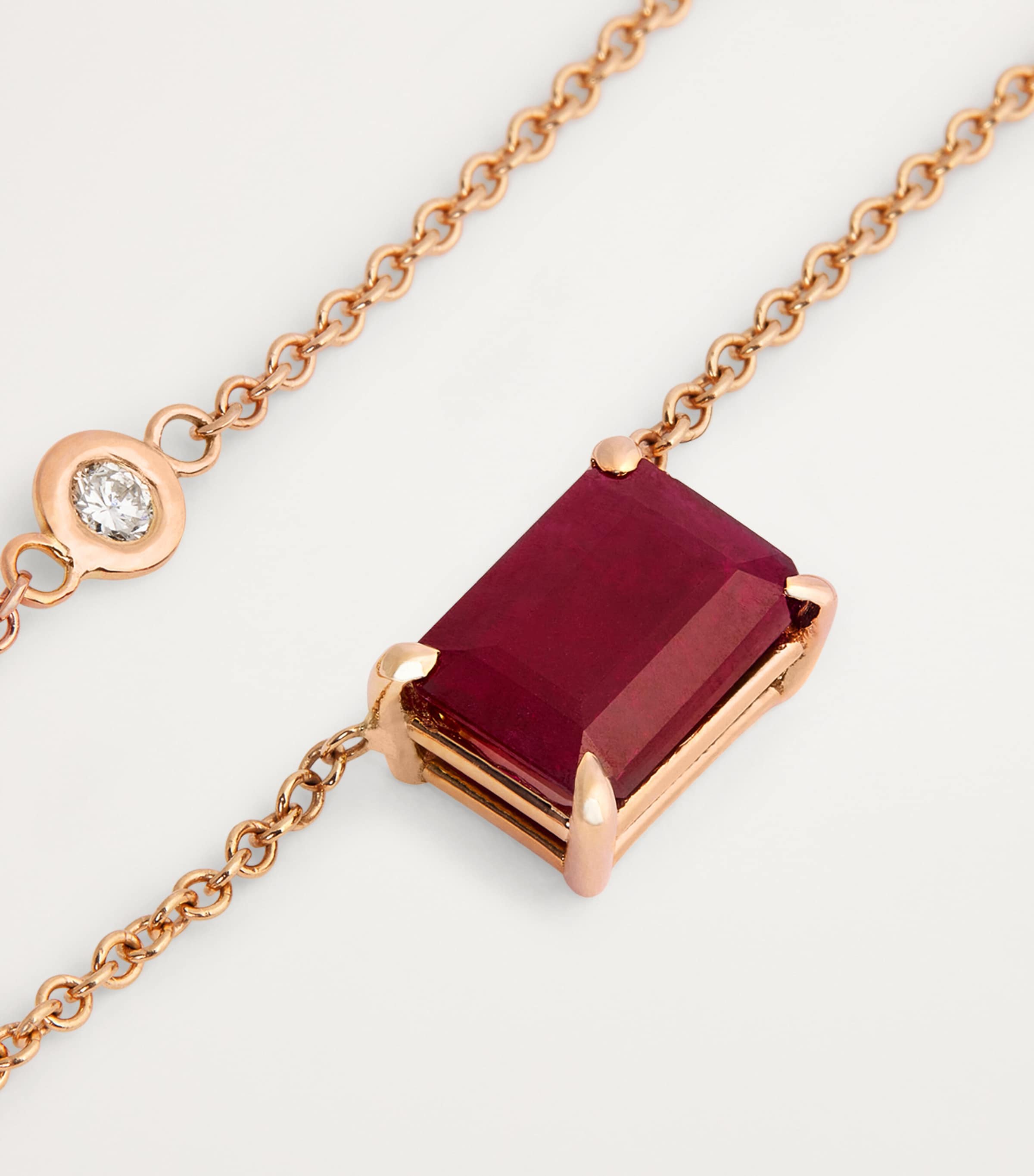 Yellow Gold and Ruby Solitaire Necklace ROSE GOLD Image 5