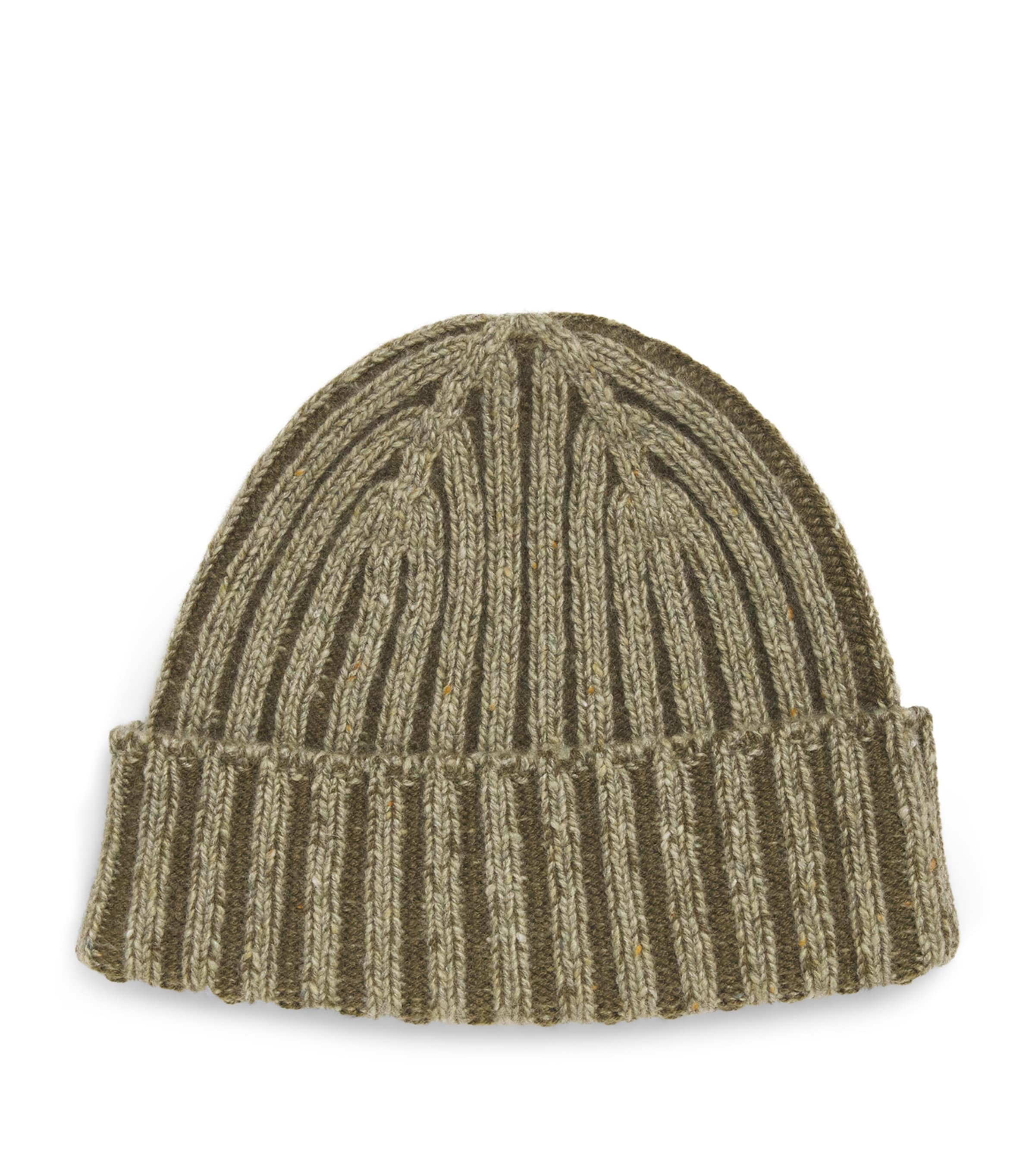 Johnstons Of Elgin Cashmere Ribbed Donegal Beanie In Green