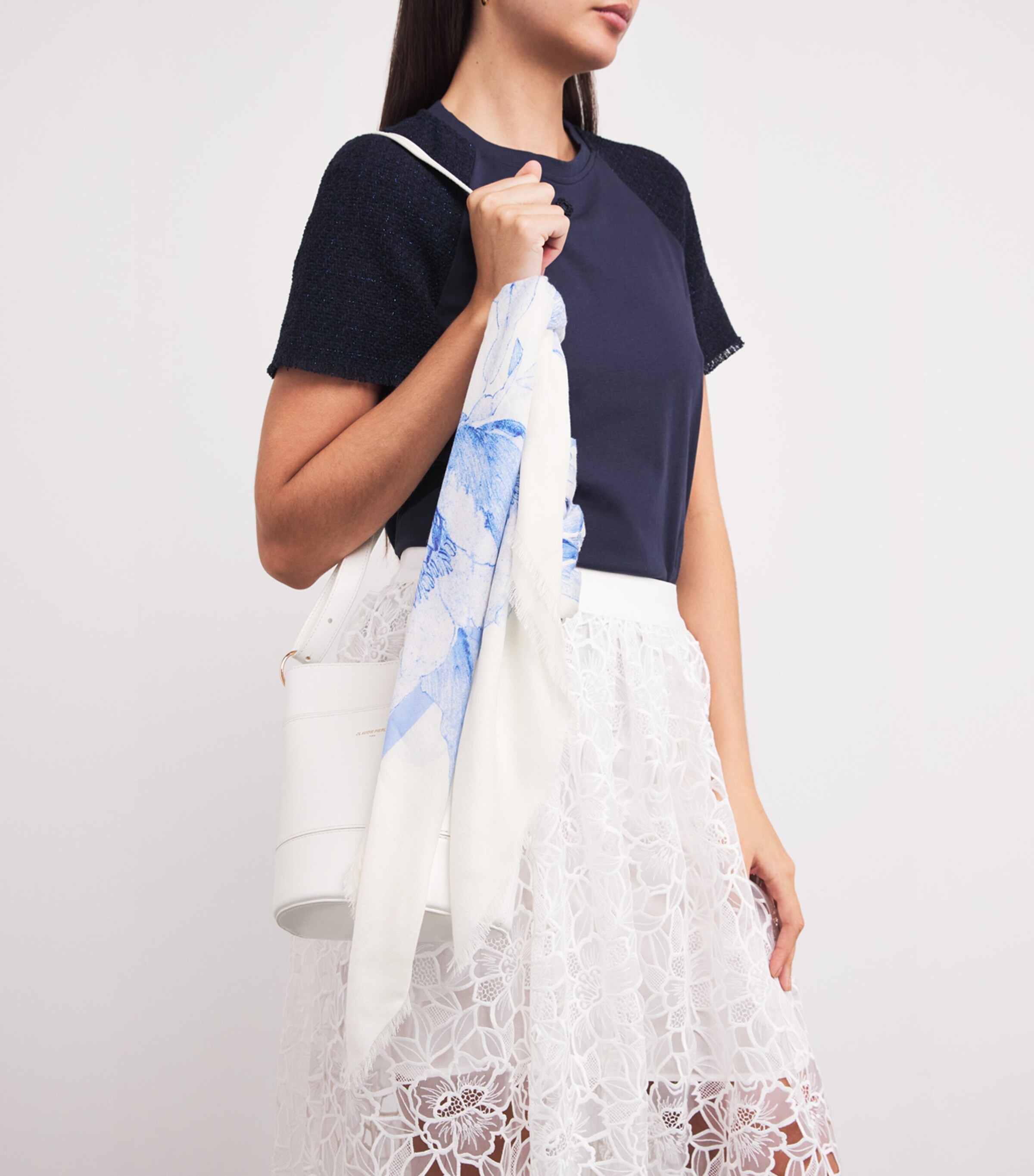 Printed Square Scarf WHITE/BLUE Image 2