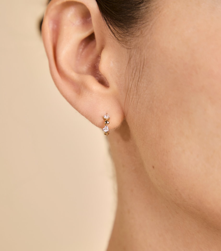 Yellow Gold-Plated Heart Cluster Single Hoop Earring GOLD Image 2