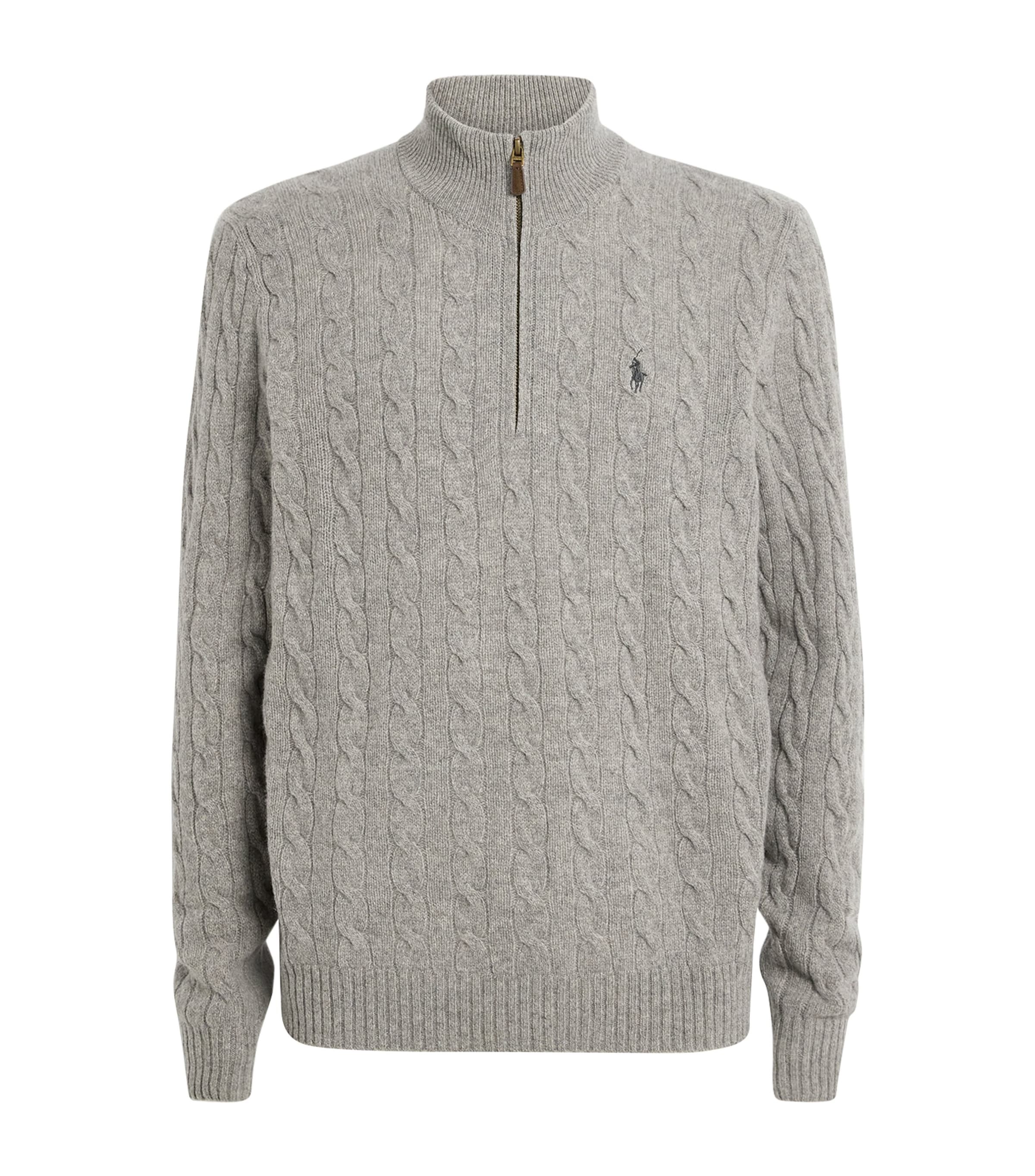 Polo Ralph Lauren Wool-cashmere Quarter-zip Sweater In Gray