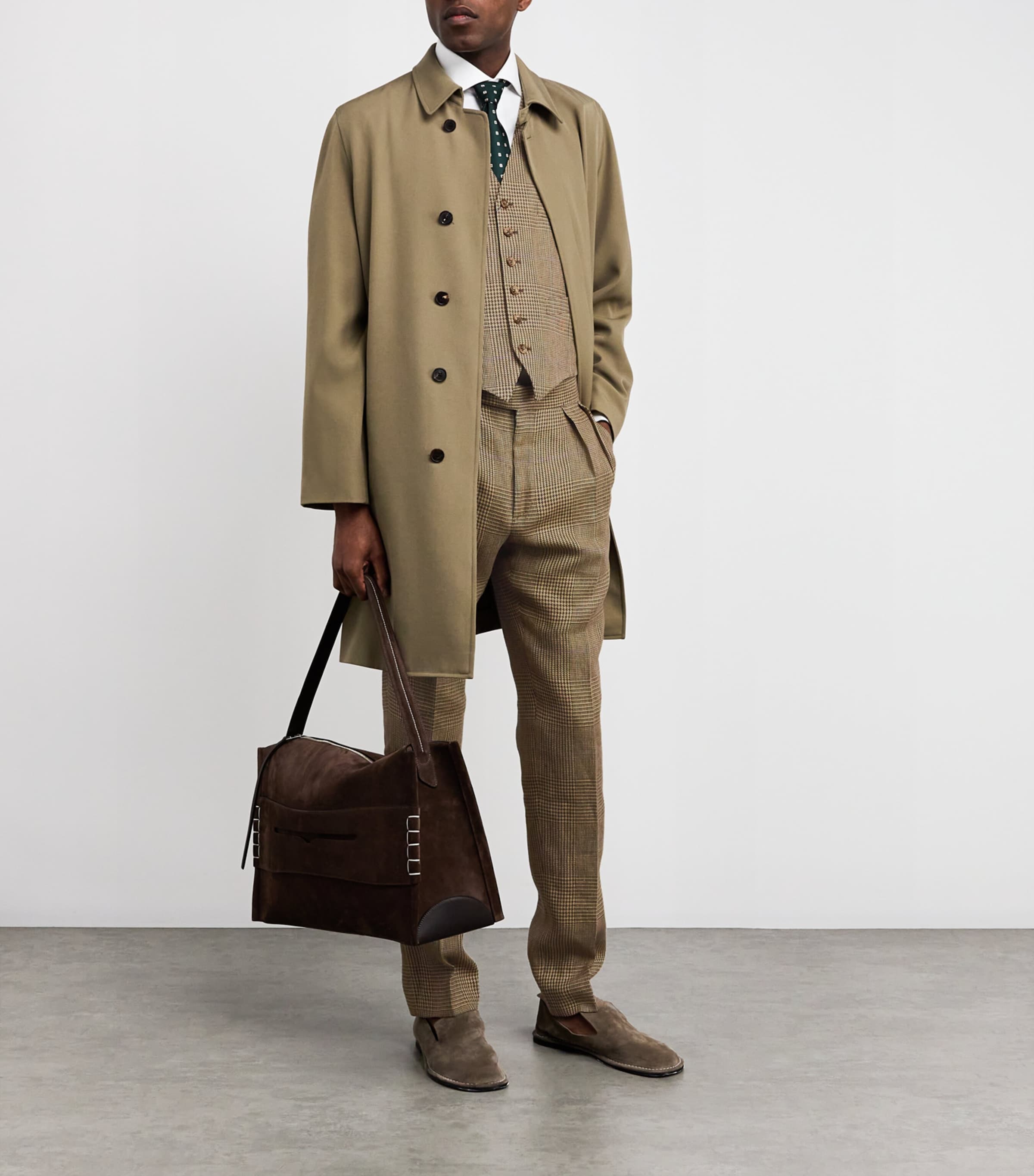 Polo Ralph Lauren Mens Linen Glen Plaid Waistcoat Brown Image 2