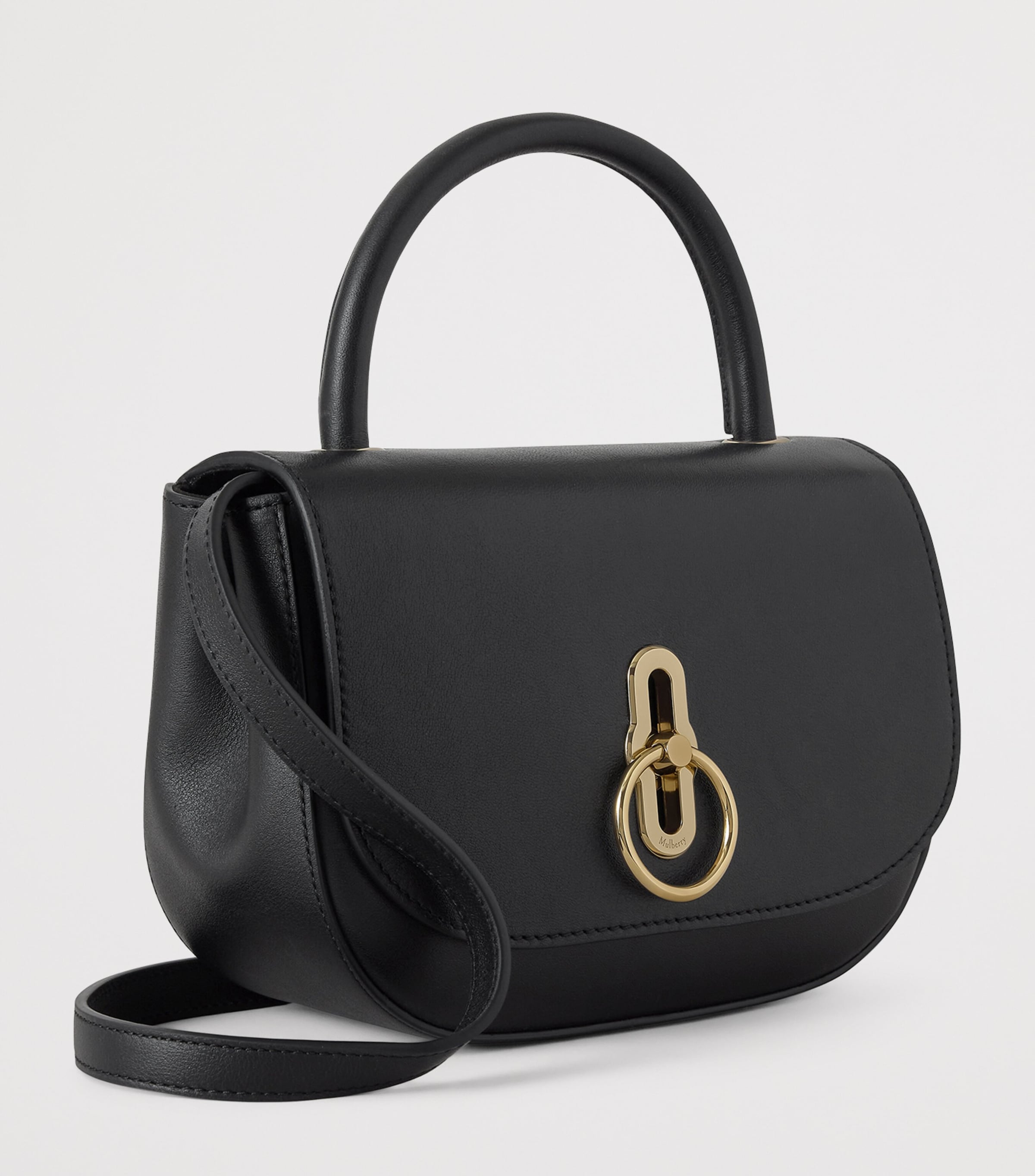Mulberry Small Leather Amberley Top-Handle Bag Black Image 3