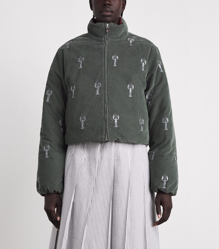 Thom Browne Womens Corduroy Reversible Down Jacket Med Grey Image 4