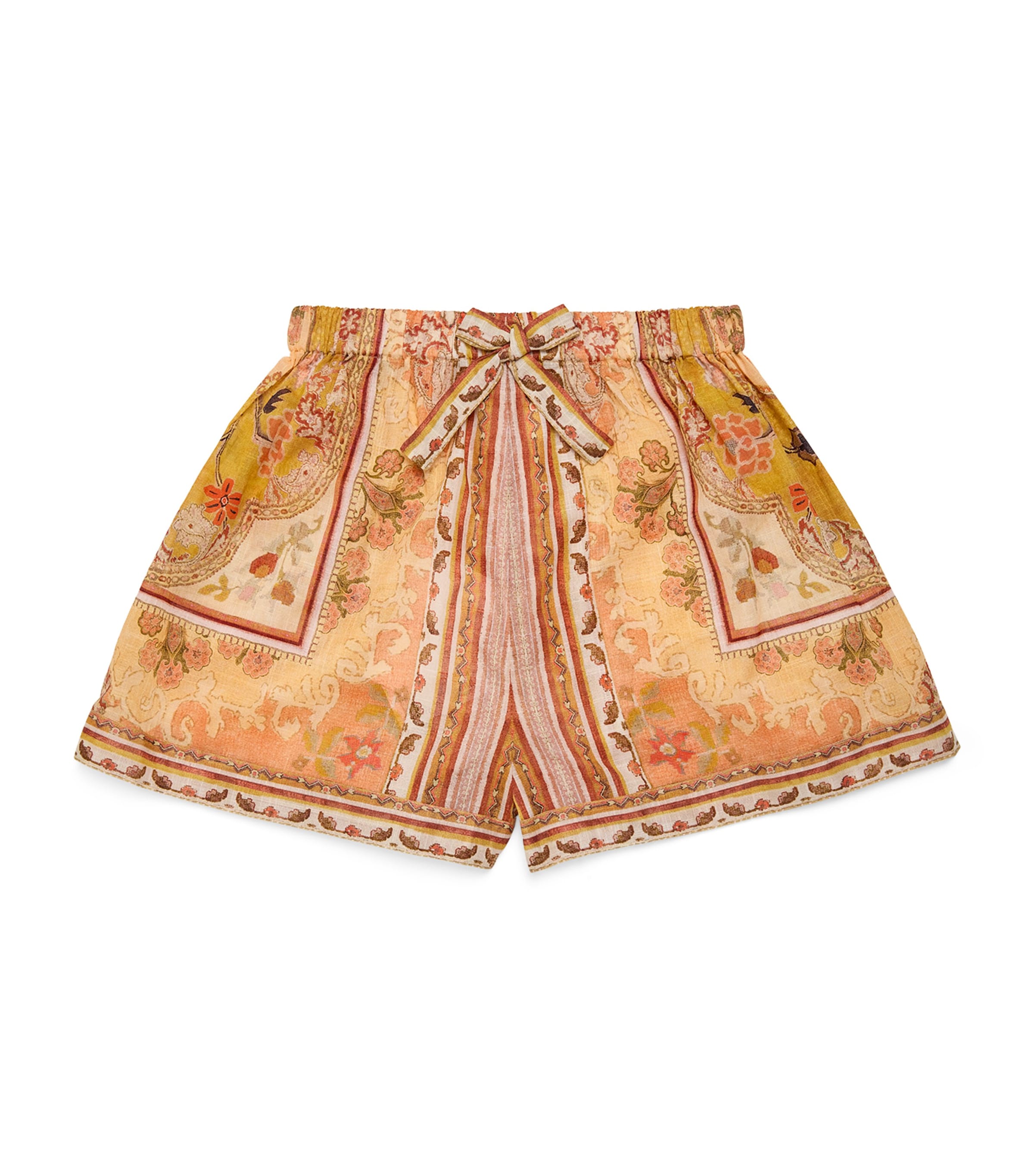 Shop Zimmermann Cotton Wylie Drawstring Shorts In Yellow