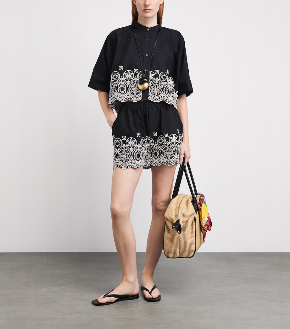 La Doublej Womens Cotton Embroidered Cropped Shirt Sangall Image 2