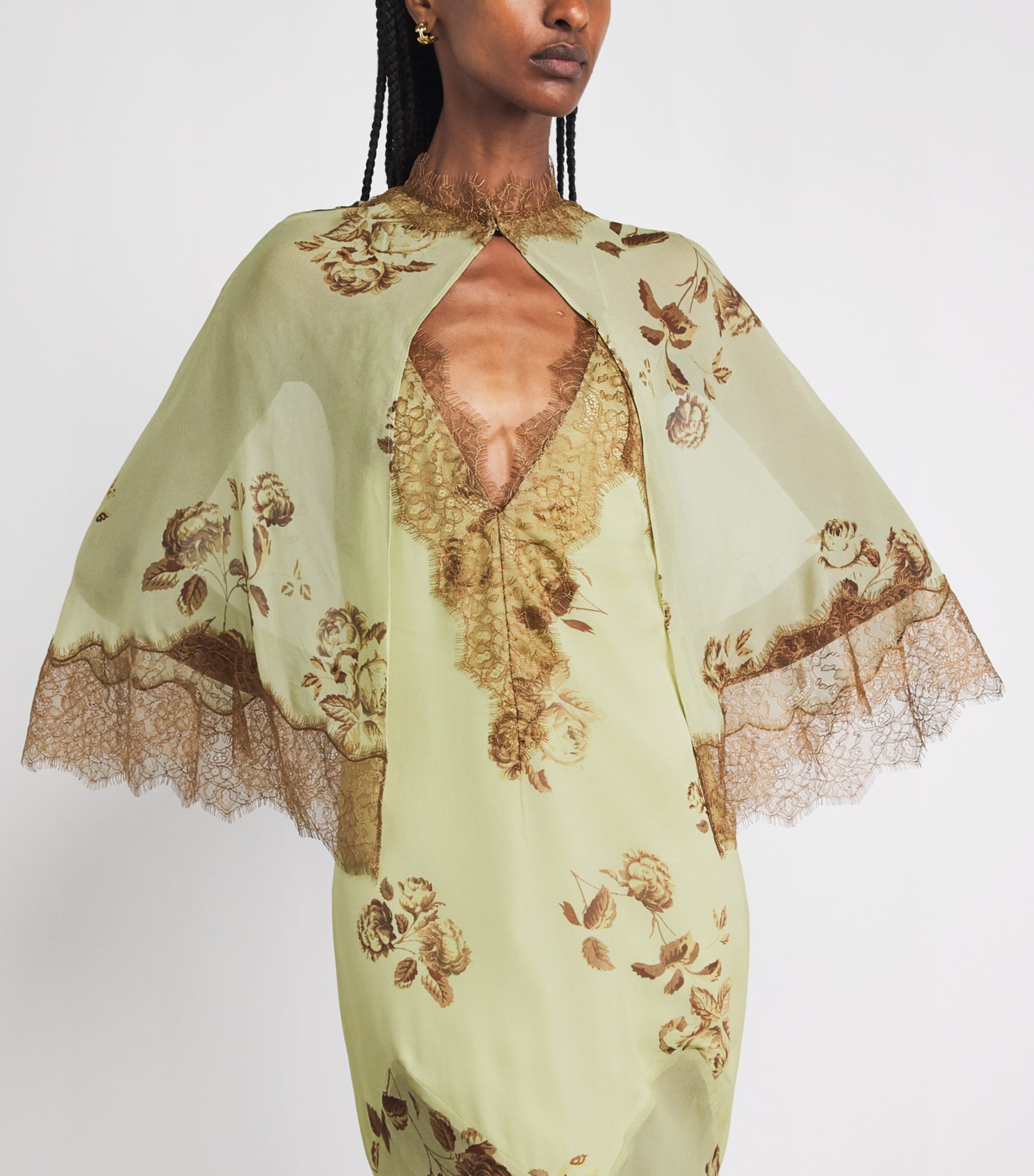 De La Vali Womens Cielo Maxi Dress with Cape Rosa Palo Green Image 3